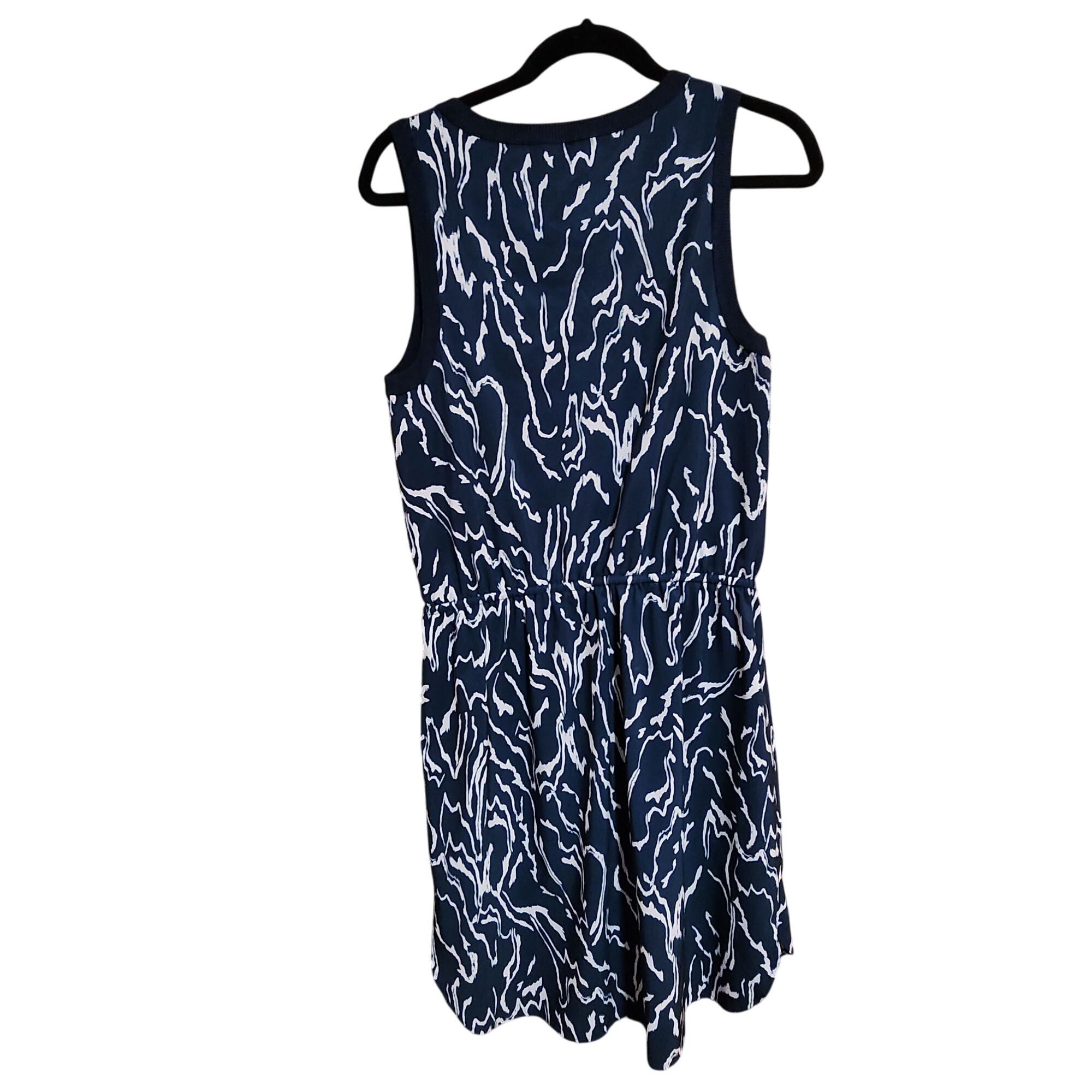 Athleta Athleta Navy & White Abstract Print Sleeveless Dress With Dr Size S / US 4 / IT 40 - 2 Thumbnail