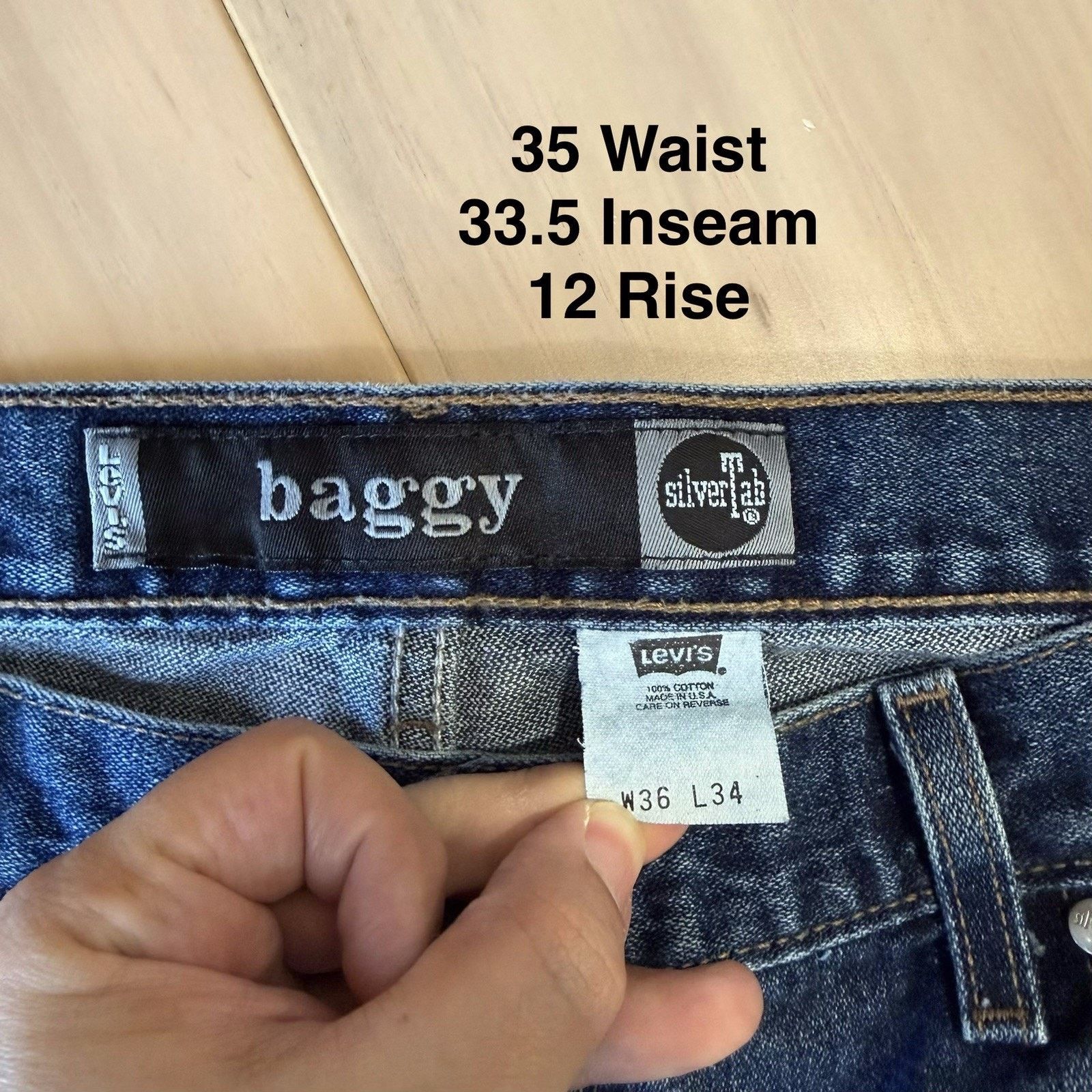 Levi's × Vintage Vintage Levis Silver Tab Jeans 35 Blue 90s Baggy Denim Size US 35 - 5 Thumbnail