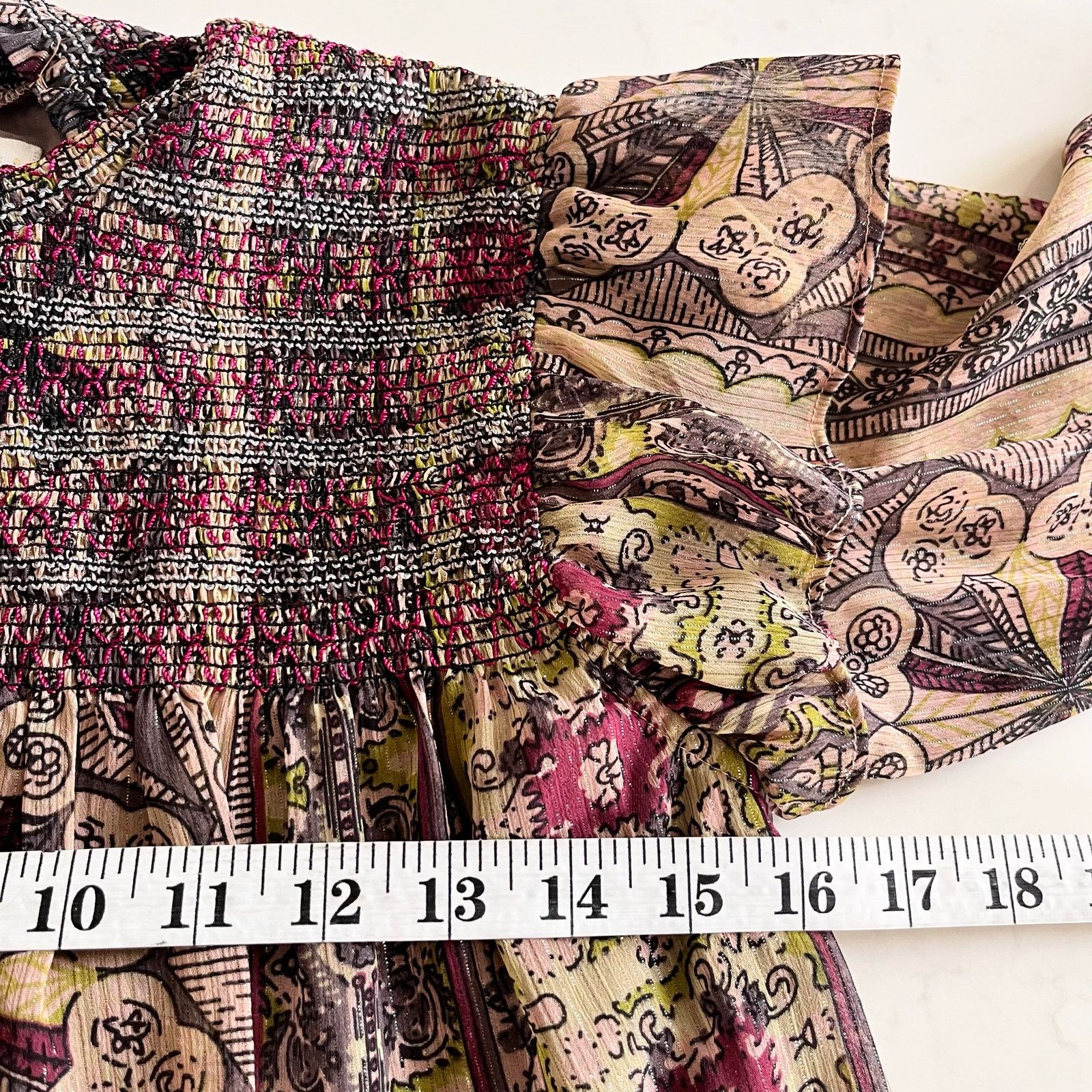 Anthropologie Anthropologie Llani Smocked Floral Chiffon Bohemian Dress Size XS / US 0-2 / IT 36-38 - 7 Thumbnail