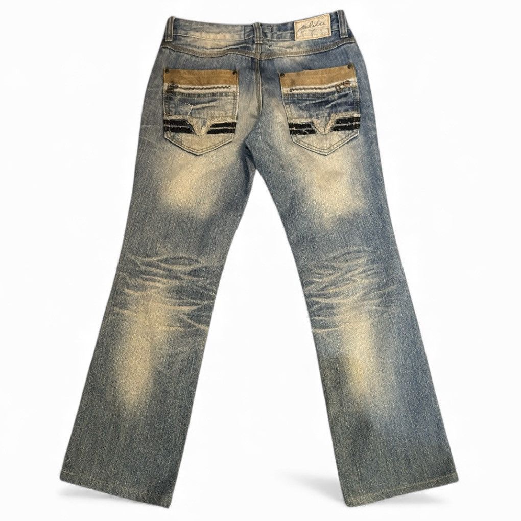 Beauty Beast Lolita Flared Distressed Exotic Heavy Faded Denim Jeans Size US 29 - 3 Thumbnail