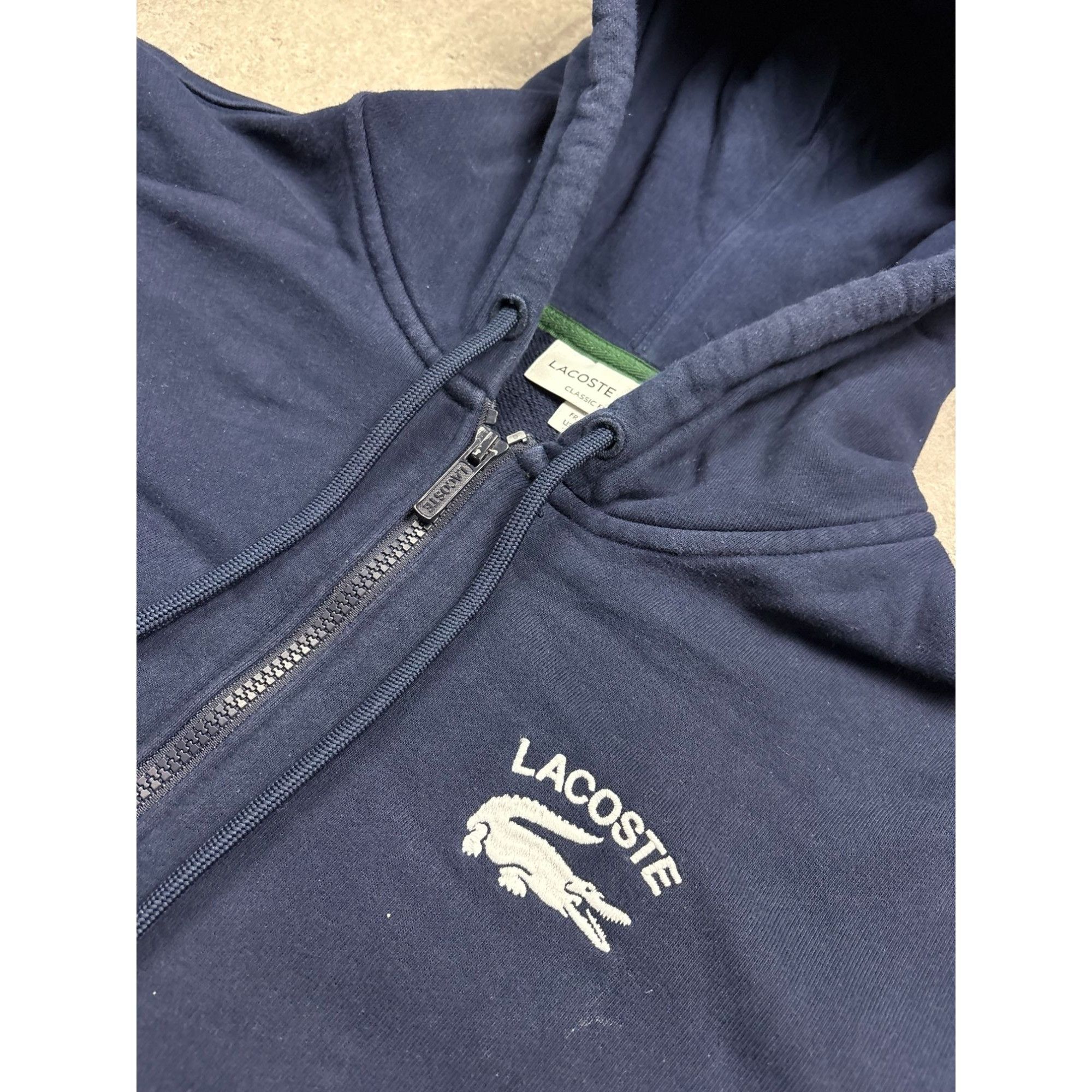 Lacoste Lacoste Mens Navy Blue Full-Zip Hoodie With Embroidered Logo Size US L / EU 52-54 / 3 - 5 Thumbnail