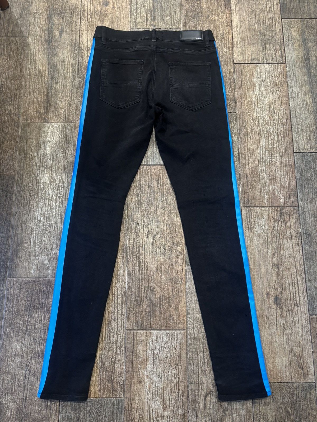 Amiri Black and Blue Track Stripe Jeans Size US 33 - 2 Thumbnail