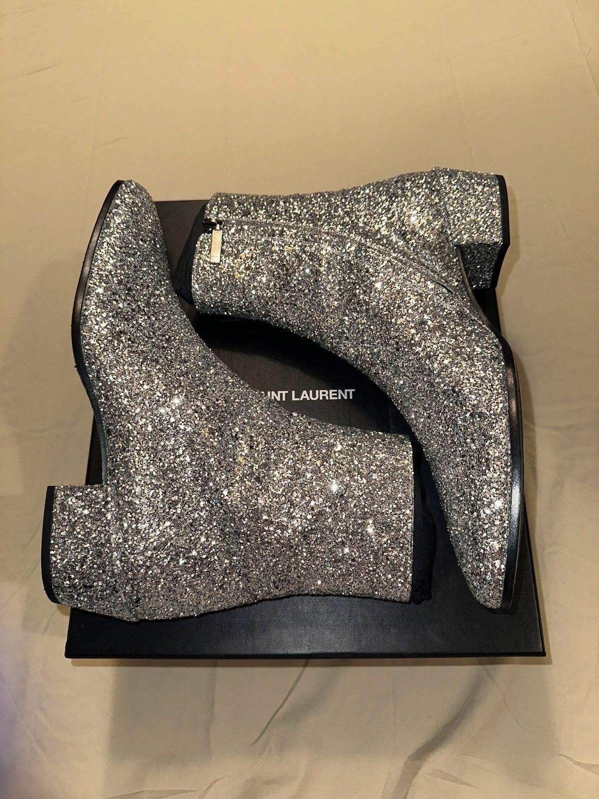 Saint Laurent Silver Caleb Boots