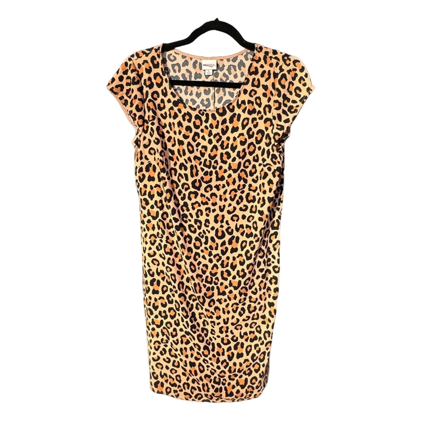 Merona Leopard Animal Print Short Sleeve Ladies Midi Dress | Sz S Size S / US 4 / IT 40 - 2 Thumbnail