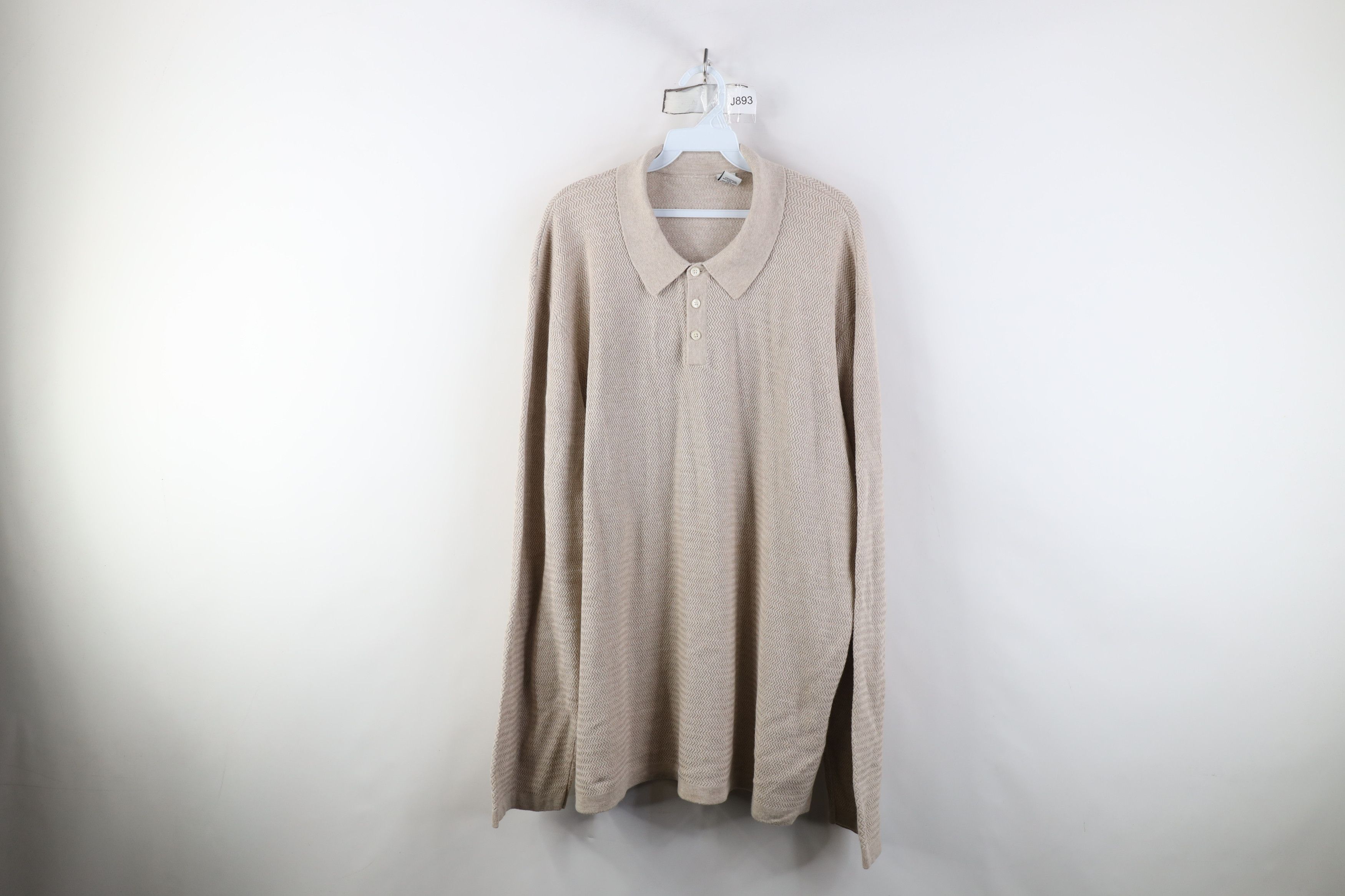 Vintage Vintage 90s Y2K Streetwear Collared Long Sleeve Polo Beige Size US XXL / EU 58 / 5 - 1 Thumbnail