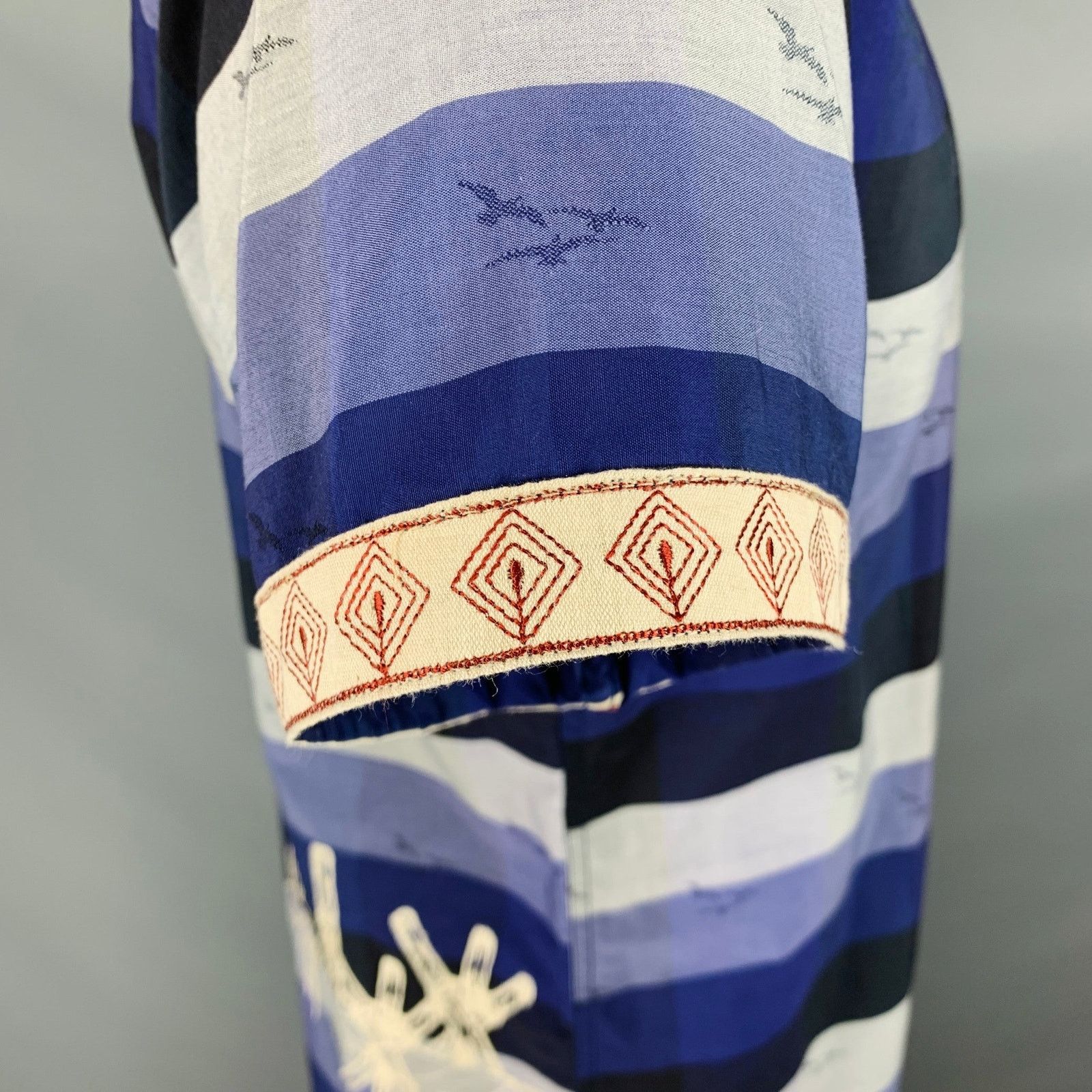 Robert Graham Size L Blue Black Grey Stripe Cotton Short Sleeve Shirt Size US L / EU 52-54 / 3 - 4 Thumbnail
