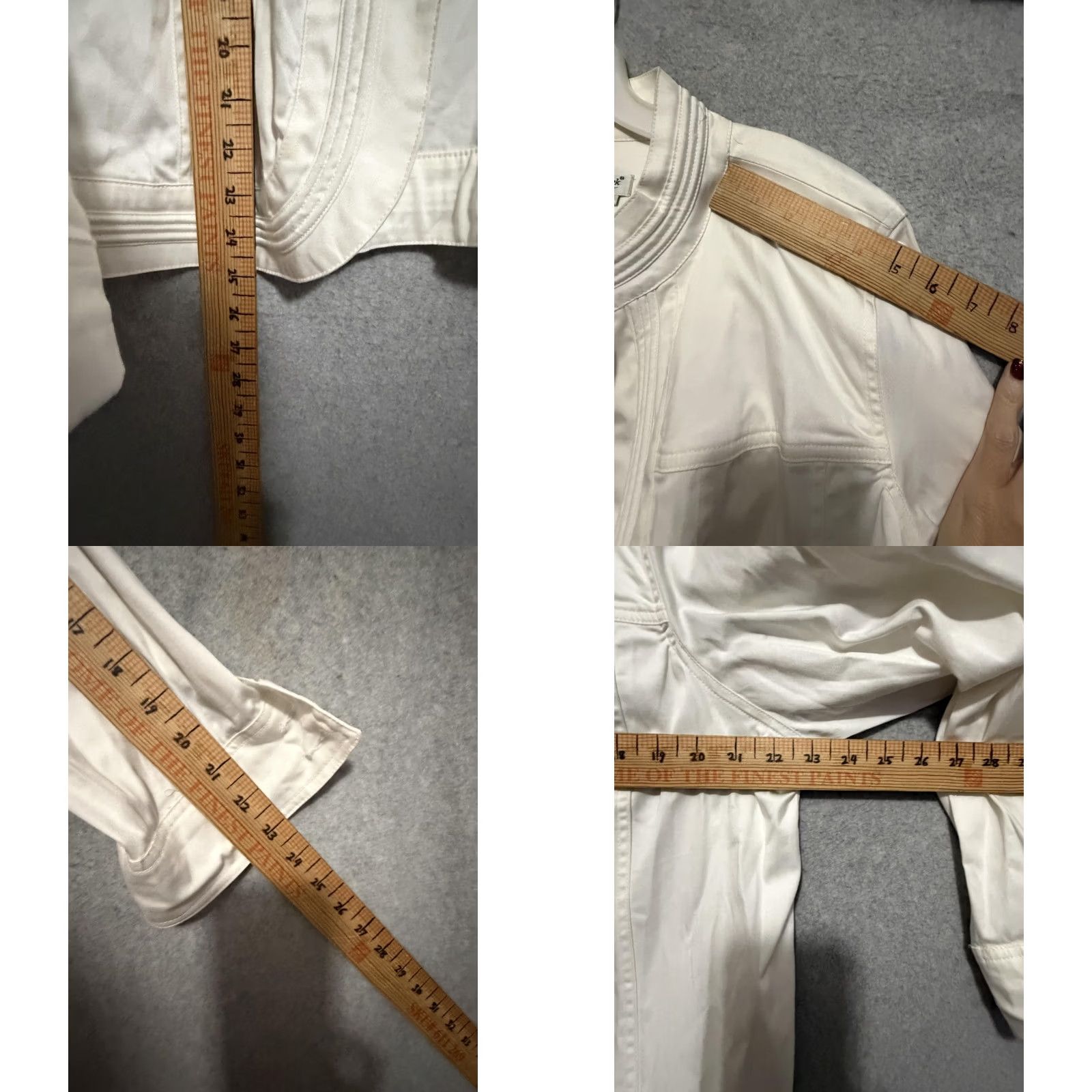 Coldwater Creek Coldwater Creek Womens Plus Size Jacket White Cotton Twill Open Front Piping Detail Size XL / US 12-14 / IT 48-50 - 8 Thumbnail