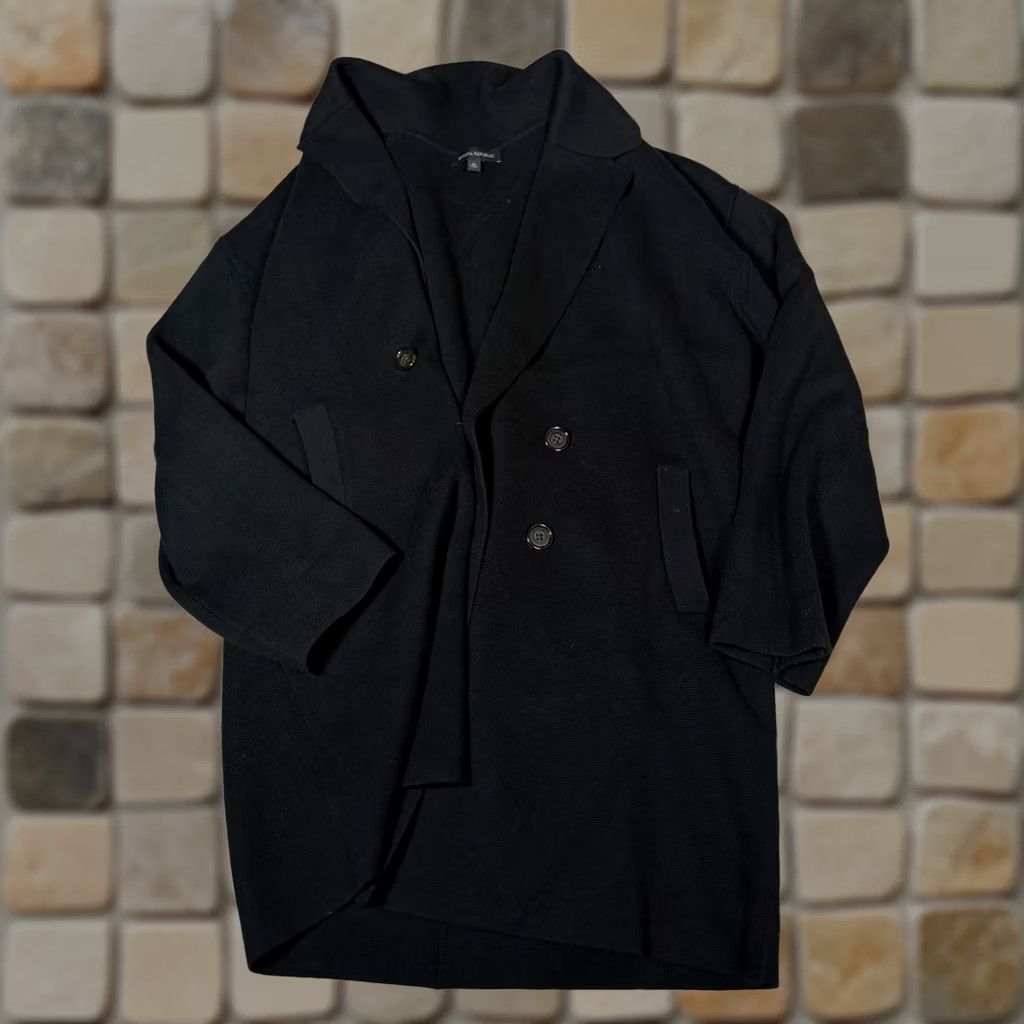 Vintage VINTAGE NAVY Banana Republic Blazer Mens M Black Double Breasted Knit Cotton Blend Blazer Pea Coat Size 40R - 1 Thumbnail
