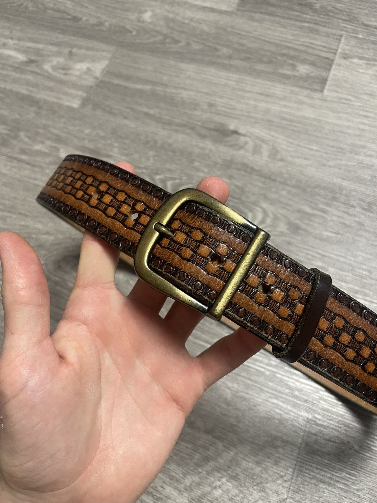 Genuine Leather Vintage Western Style Taurus Real Leather Brown Belt Size ONE SIZE - 5 Thumbnail