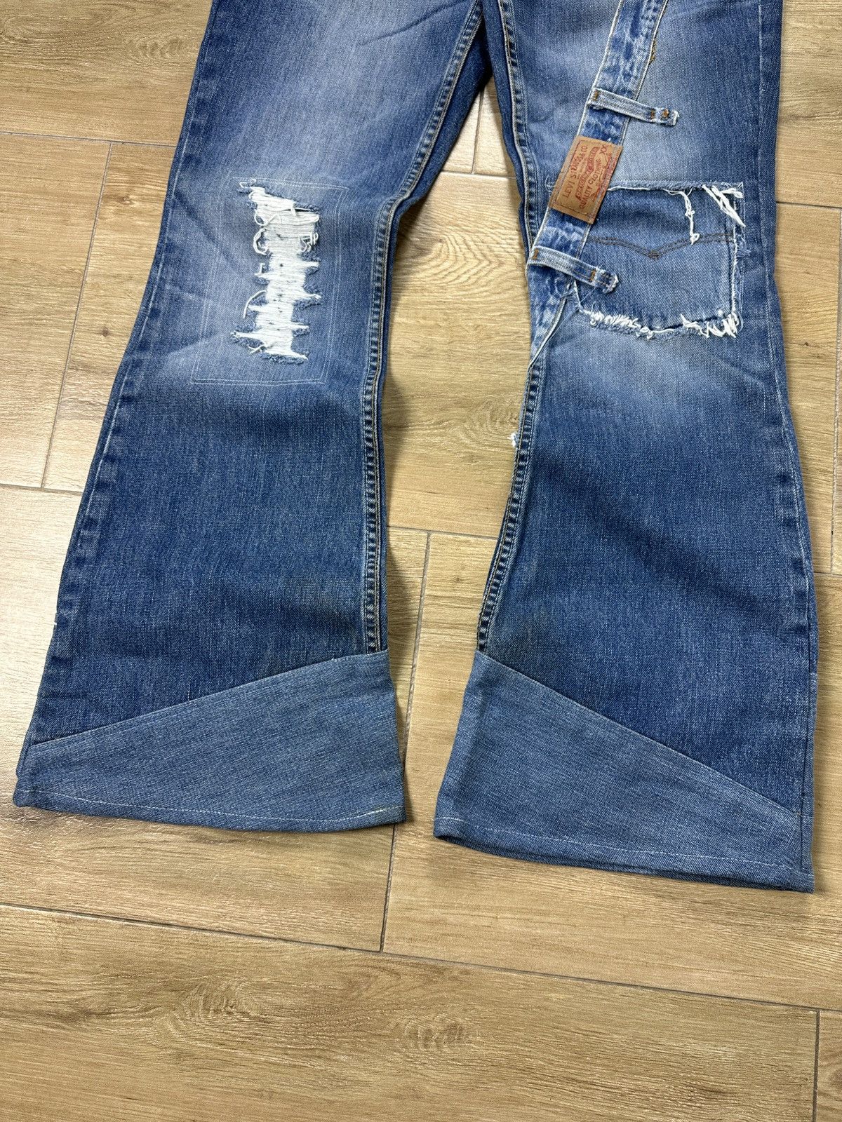 Levi's × Vintage Vintage Y2K Custom Levi’s Patchwork Flared Bootcut Jeans Size 30" / US 8 / IT 44 - 3 Thumbnail
