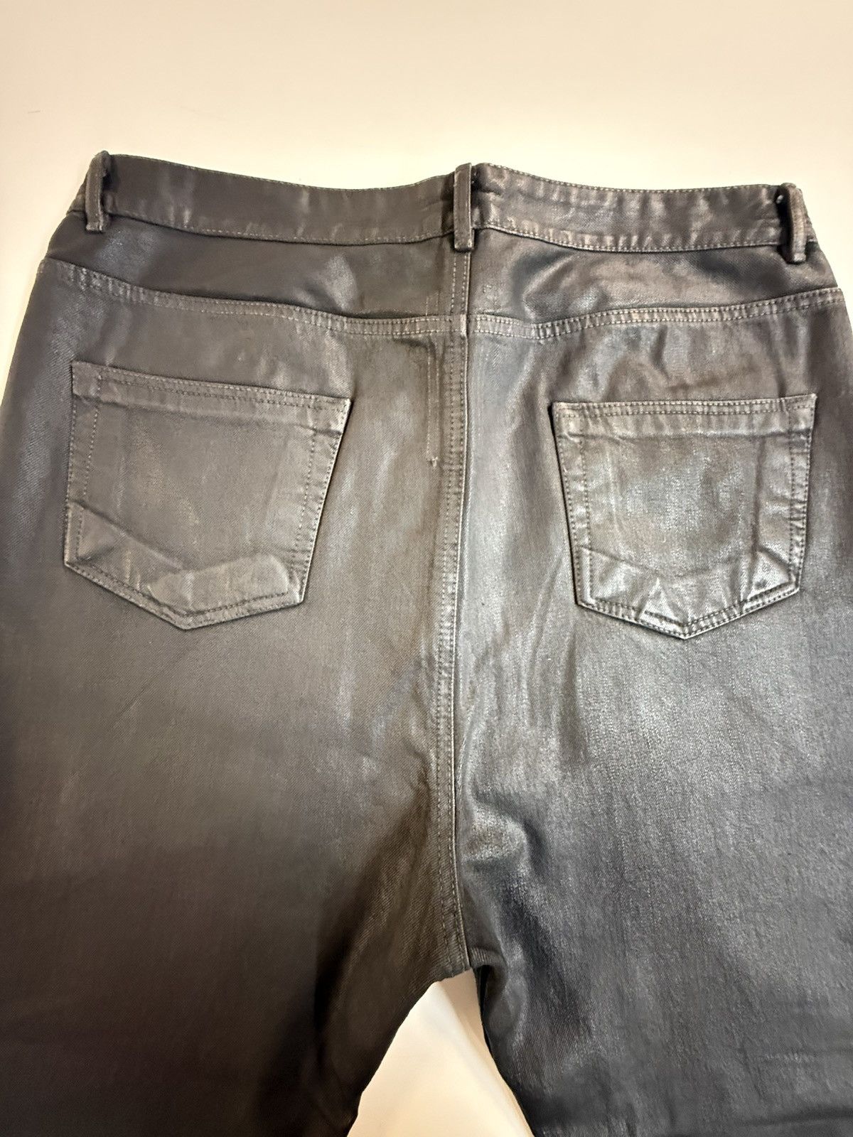 Rick Owens Drkshdw Rick Owens DRKSHDW "Collapse Cropped" Black Wax Jeans — 38 Size US 38 / EU 54 - 4 Thumbnail