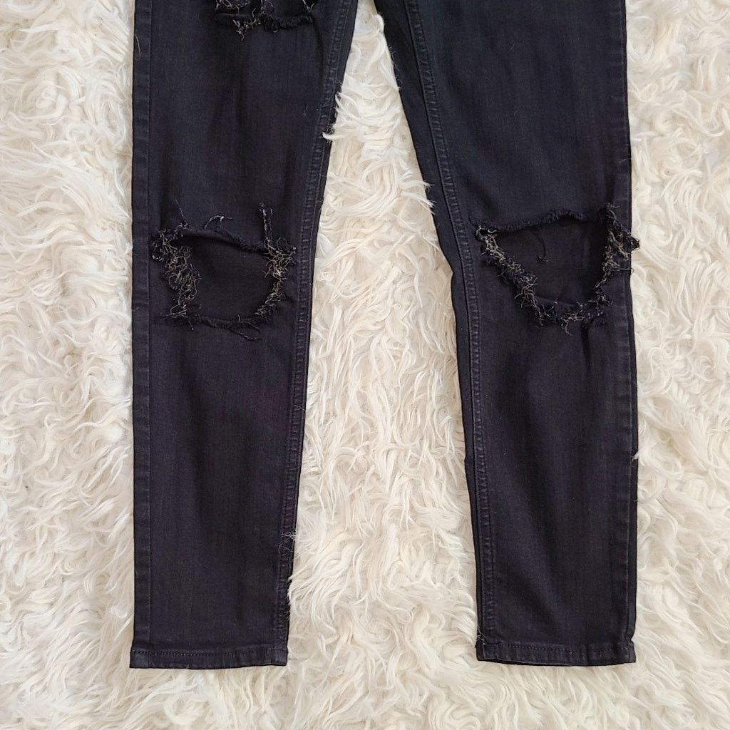 Topshop Topshop Moto Jamie black distressed skinny jeans w28 l30 Size 28" / US 6 / IT 42 - 9 Thumbnail