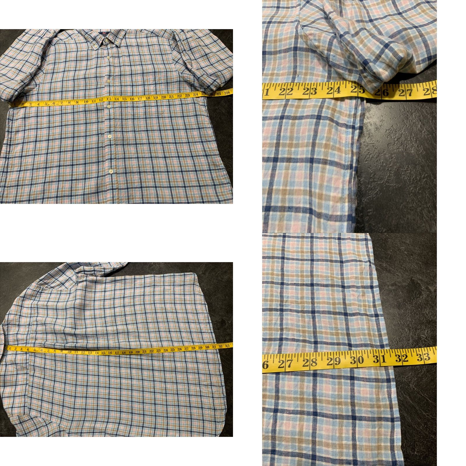 Vineyard Vines Vineyard Vines Men’s XL Linen Plaid Button-Down Shirt Multi-Color Classic Fit Collared Long Sleeve Size US XL / EU 56 / 4 - 8 Thumbnail