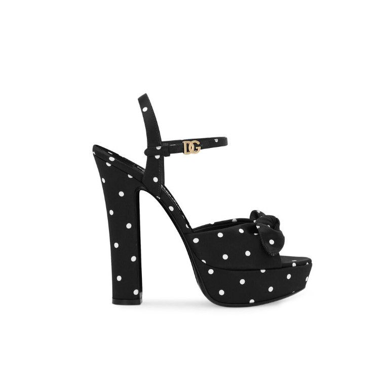 Dolce & Gabbana o1s22i1n1024 Keira Polka Dot Platform Sandals in Black Size US 8 / IT 38 - 1 Thumbnail