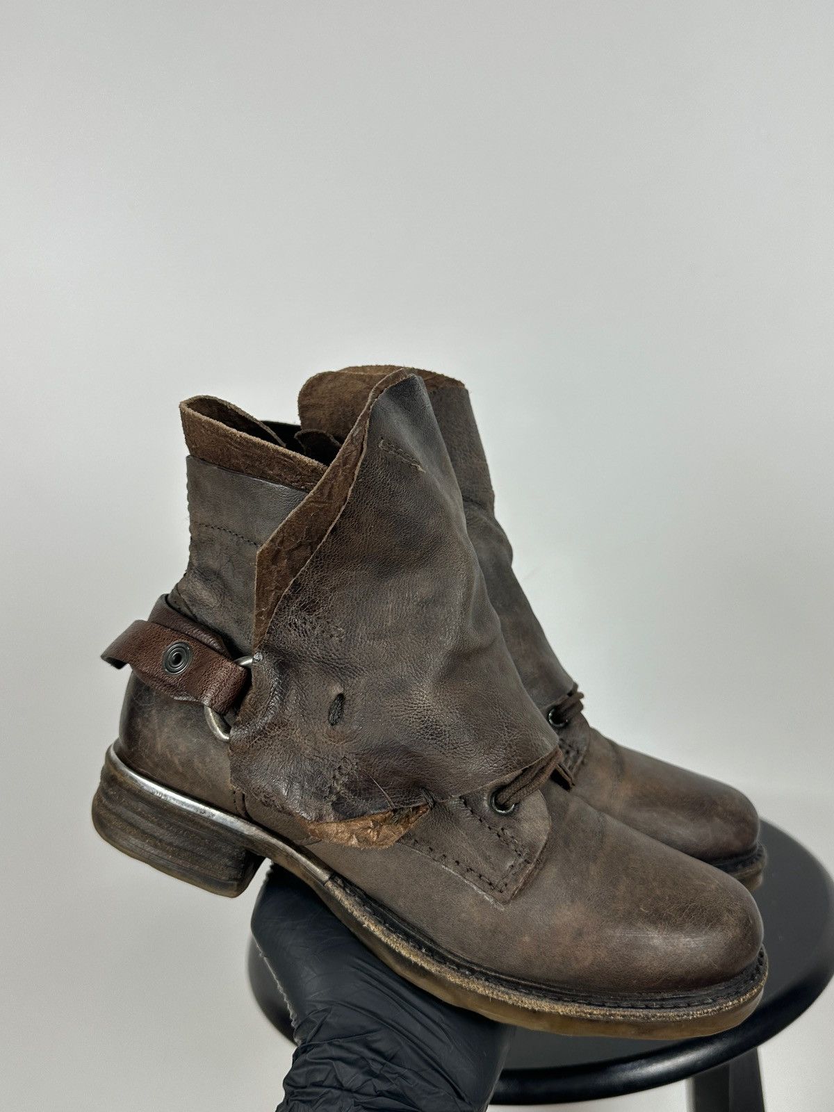 A.S.98 A.S.98. Airstep Brown Leather Buckle Biker Ankle Boots Size US 6 / IT 36 - 1 Thumbnail