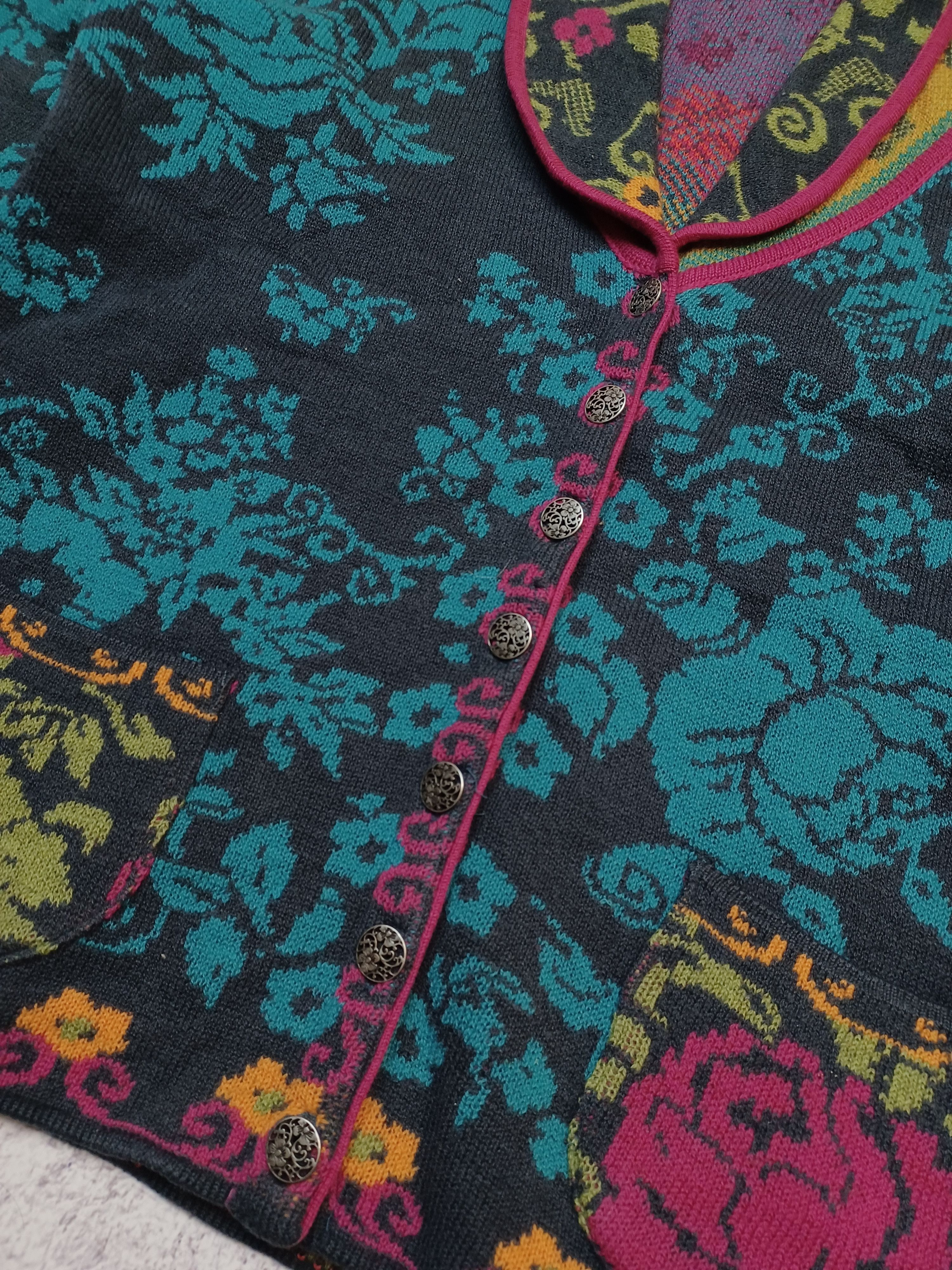 Designer IVKO Women Floral Multicolor Wool Blend Cardigan Size L / US 10 / IT 46 - 5 Thumbnail