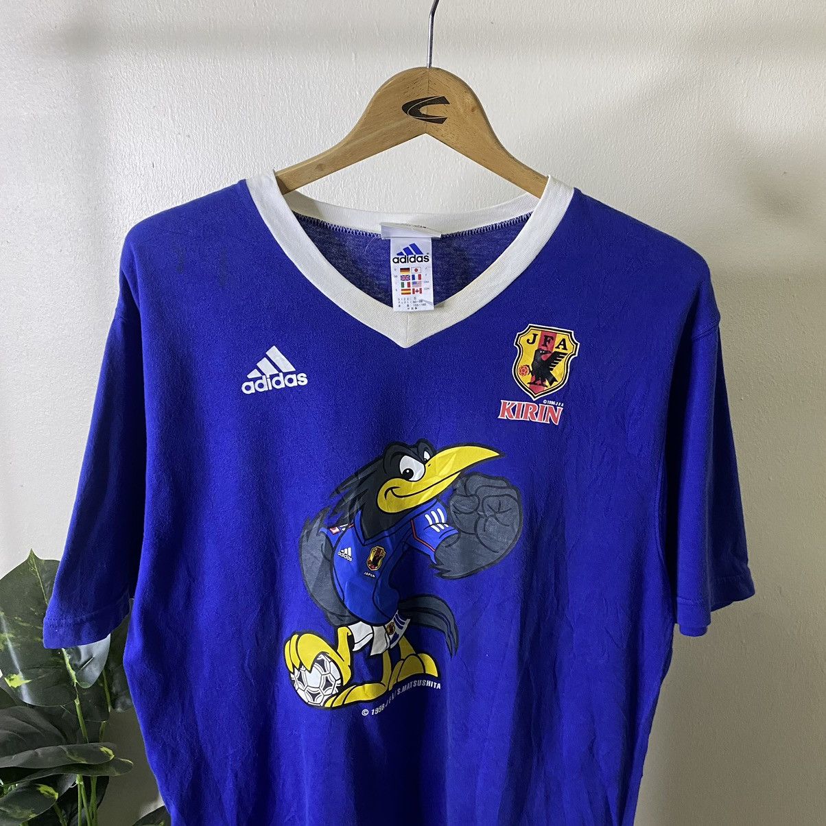 Adidas Vintage 1990s Adidas JFA x Susumu Matsushita Artwork Tee Size US M / EU 48-50 / 2 - 2 Thumbnail