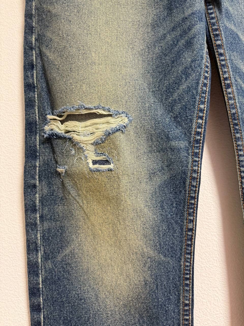 Enfants Riches Deprimes Faded Blue Distressed Straight Cotton Jeans Size US 30 / EU 46 - 3 Thumbnail