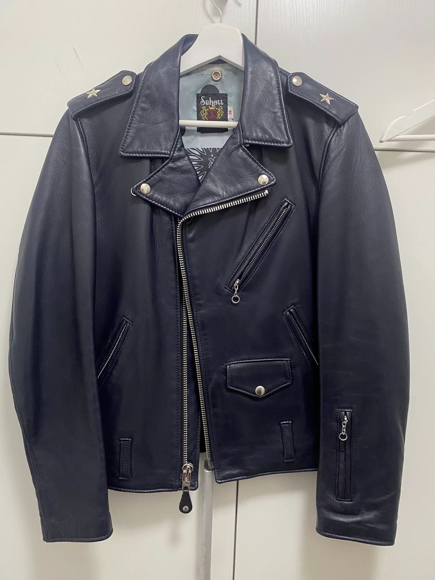 Sophnet. Schott x Sophnet Navy Leather Jacket Size US M / EU 48-50 / 2 - 1 Thumbnail
