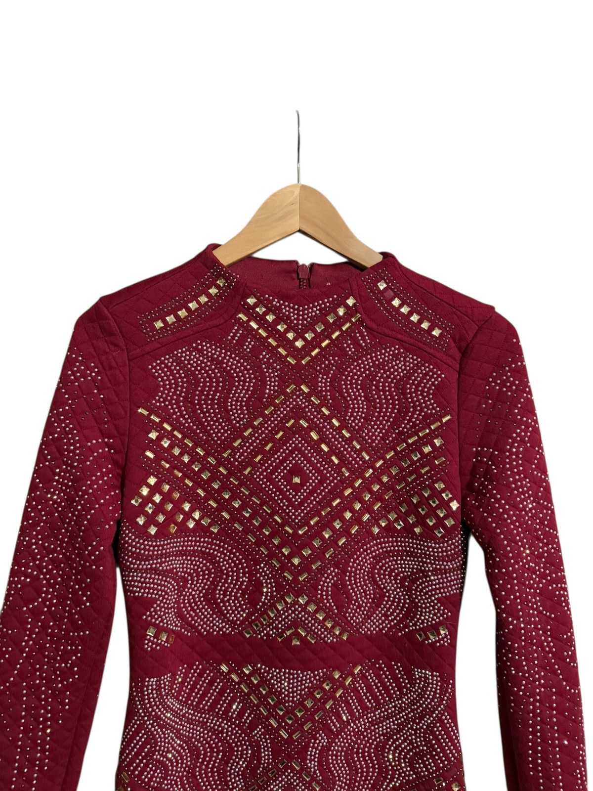 Vintage Red studded long sleeve dress Size S / US 4 / IT 40 - 2 Thumbnail