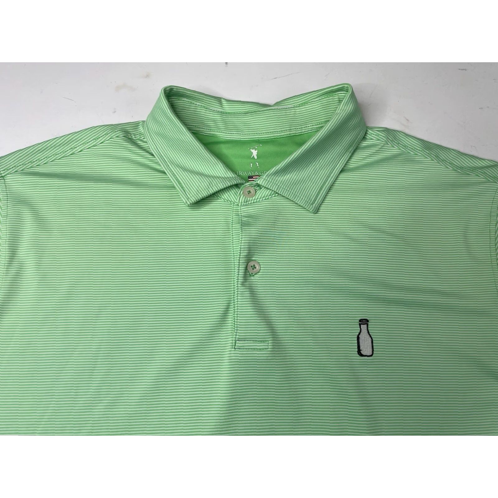 Vintage Fairway & Greene Polo Shirt Mens XL Golf Polo Striped Performance Moisture Wicking Short Sleeve Green Size US XL / EU 56 / 4 - 2 Thumbnail