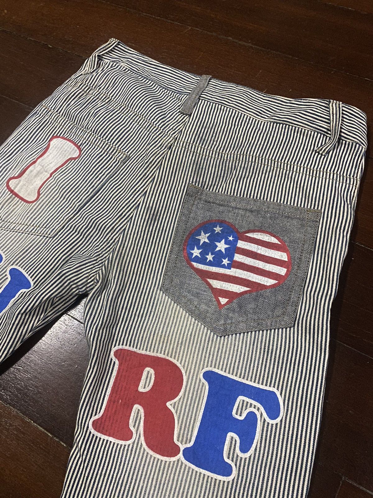 If Six Was Nine FIRE 🔥 CLONE Hickory I LOVE PEACE ☮️ SURF Japan Denim Jeans Size US 34 / EU 50 - 15 Thumbnail