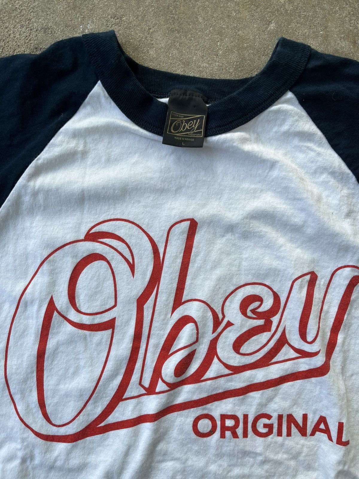 Obey Cursive Obey Raglan 1/2 Sleeve Tee Size US L / EU 52-54 / 3 - 2 Thumbnail