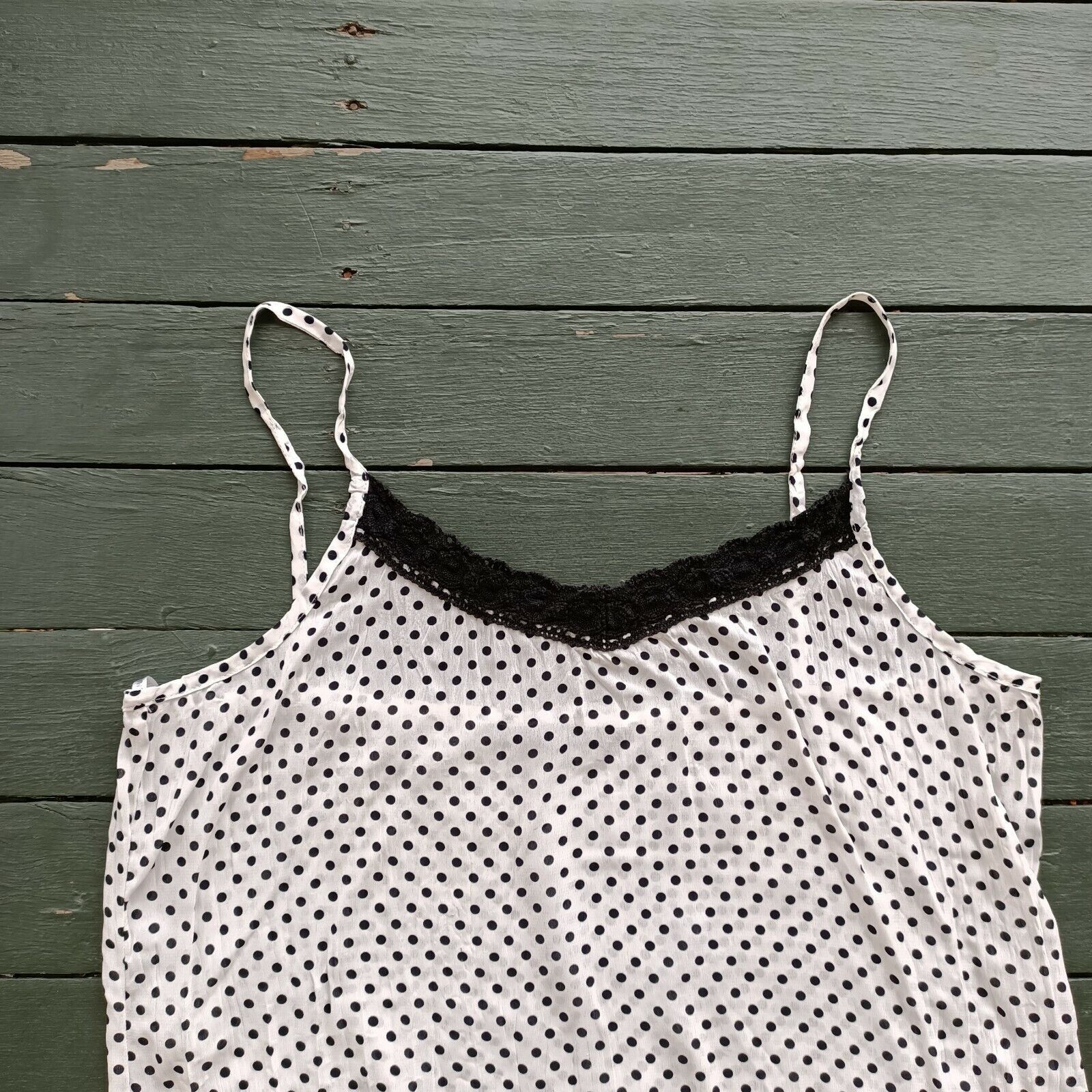 Vintage Vintage Y2K 2000s Charlie Brown Cami Top Polka Dot Crochet Size XL / US 12-14 / IT 48-50 - 3 Thumbnail