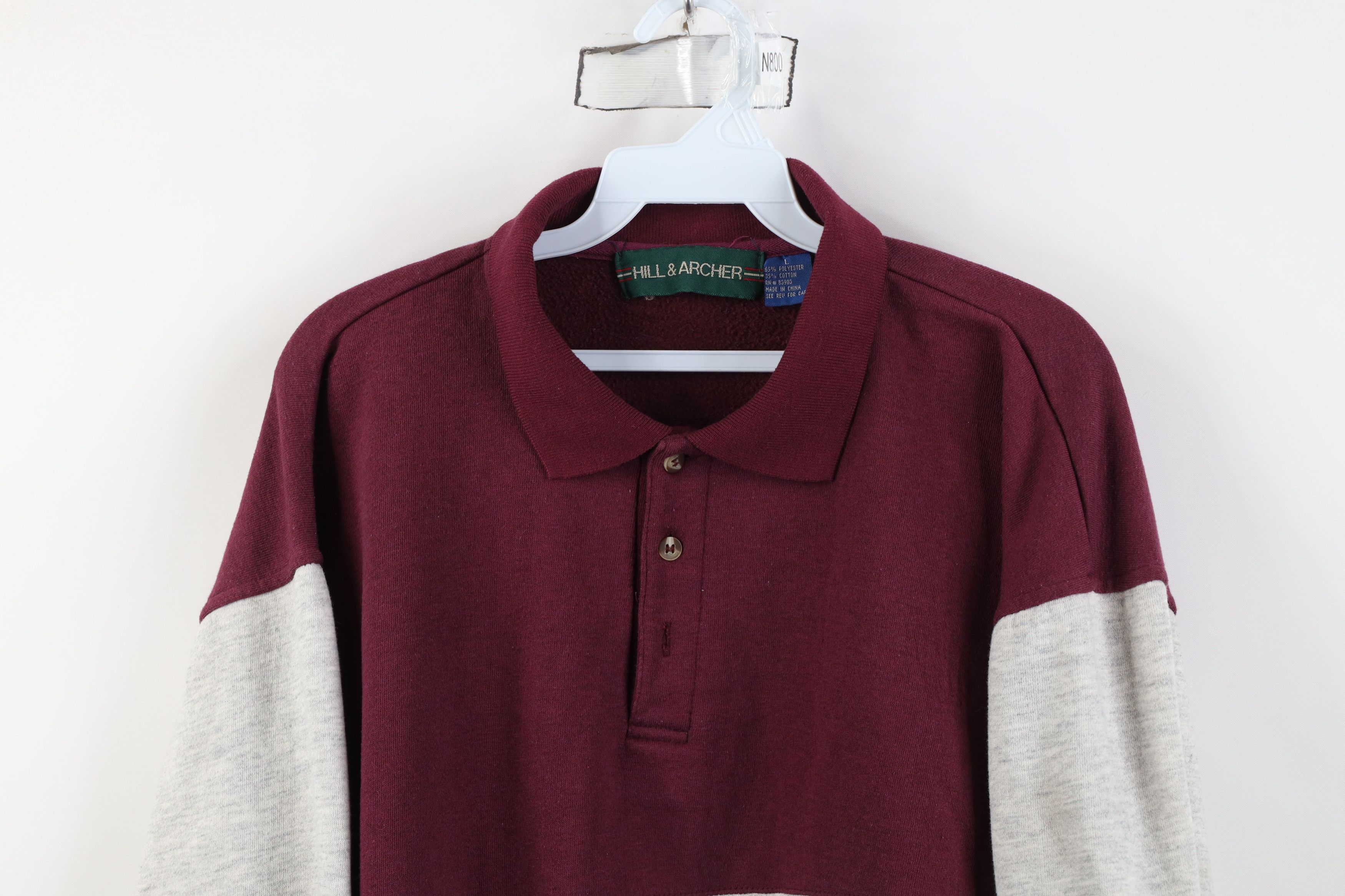 Vintage Vintage 90s Streetwear Block Collared Pullover Sweatshirt Size US L / EU 52-54 / 3 - 2 Thumbnail