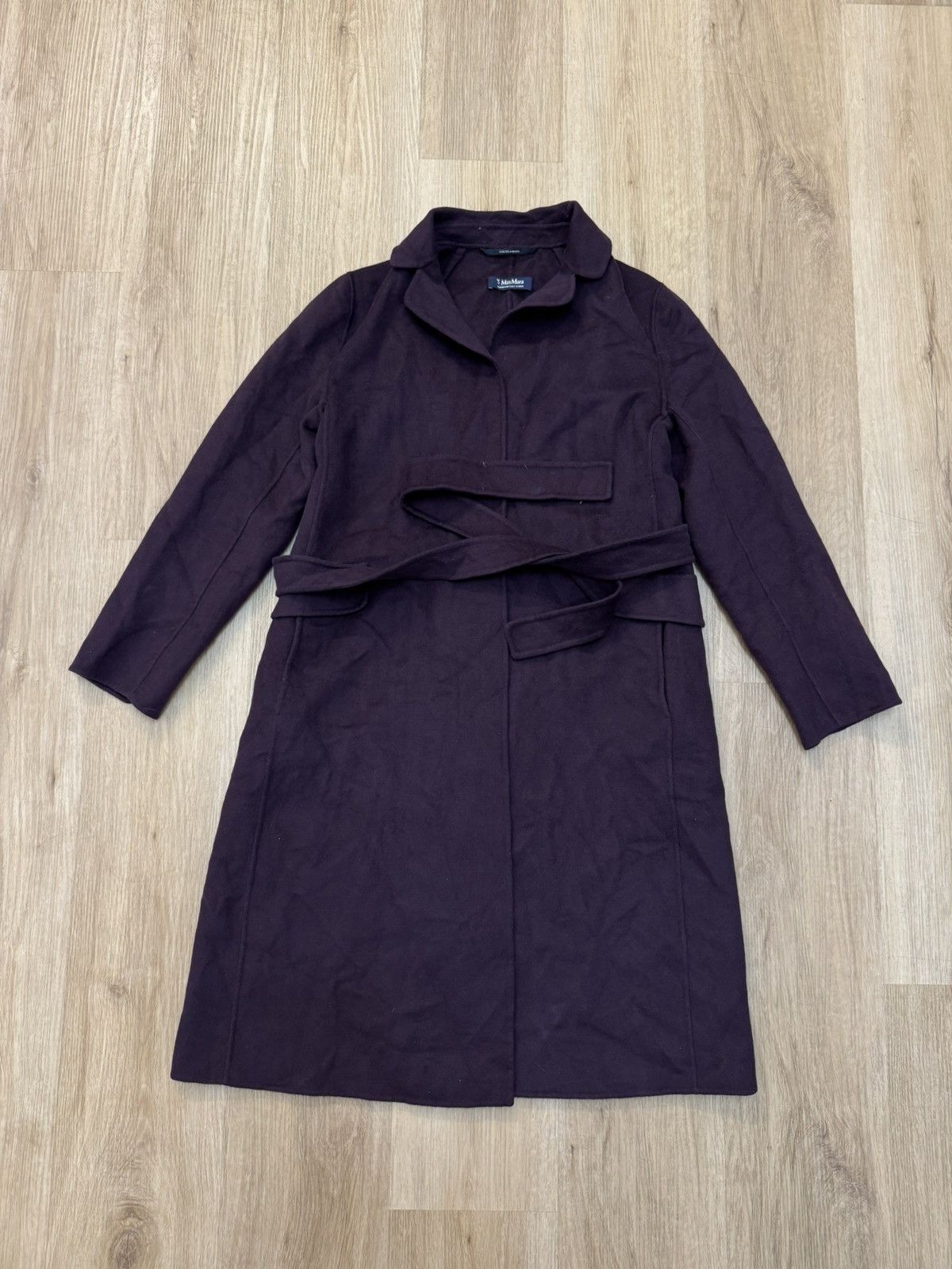 Max Mara S' Max Mara Wrap Polly Coat Wool Cucito A Mano Purple Belt S Size S / US 4 / IT 40 - 1 Thumbnail
