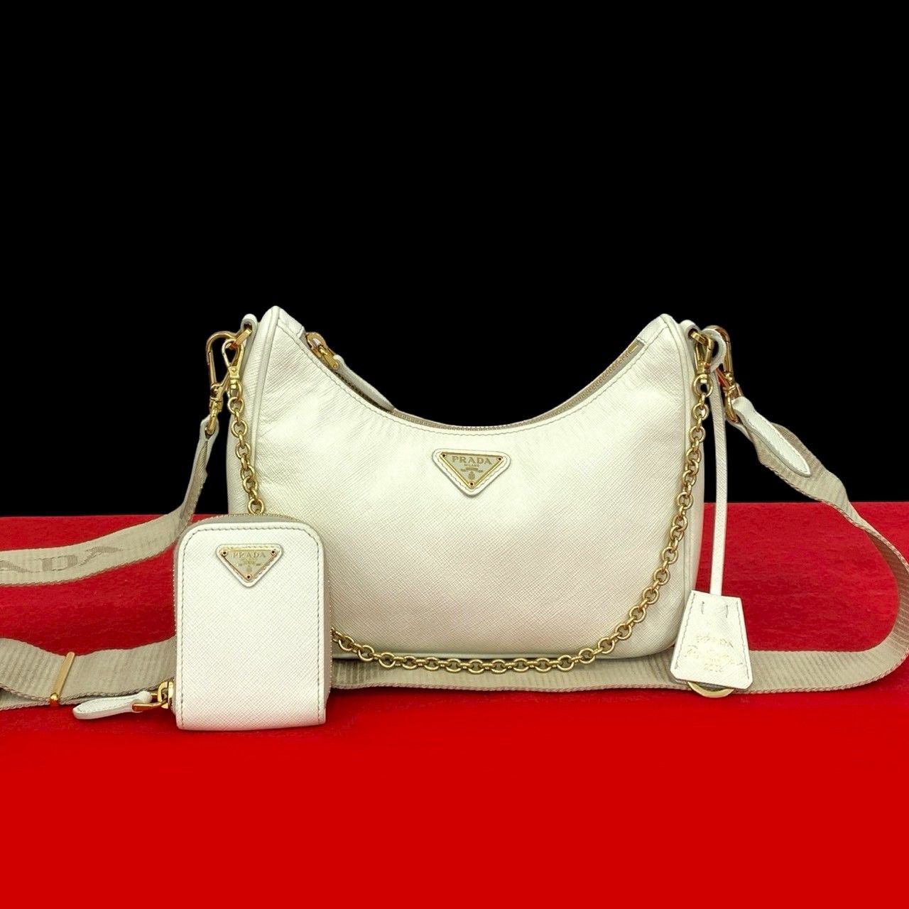 Prada Prada Prada Re-Edition Saffiano Leather Shoulder Bag Leather Shoulder Bag DUTY FREE for USA Size ONE SIZE - 1 Thumbnail