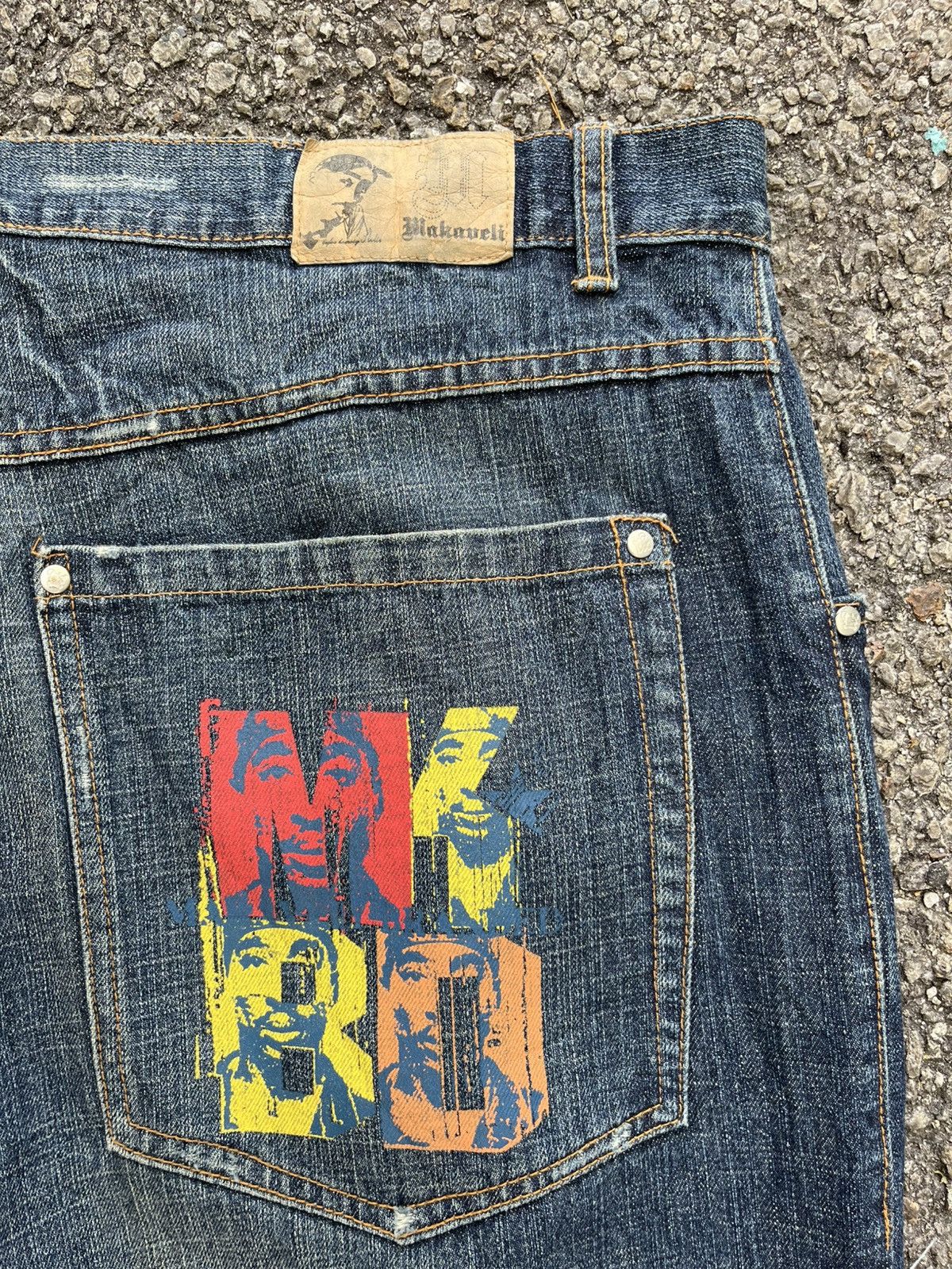 Southpole RARE Vintage Y2K Makaveli Tupac Baggy Denim Printed Jeans Size US 40 / EU 56 - 10 Thumbnail
