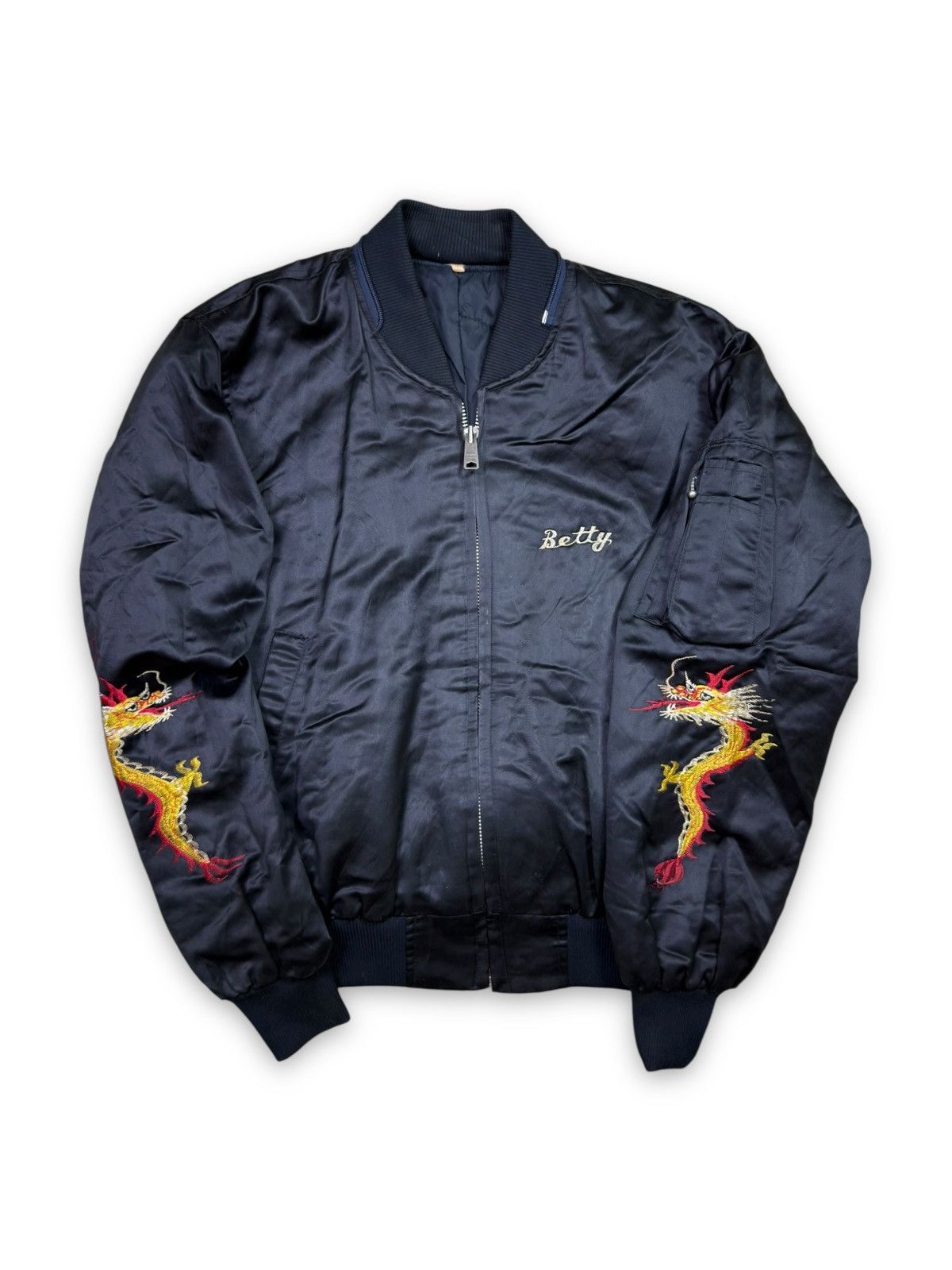 Japanese Brand VINTAGE 1980s KOREA DRAGON SOUVENIR BOMBER BETTY ARMY JACKET Size US M / EU 48-50 / 2 - 10 Thumbnail