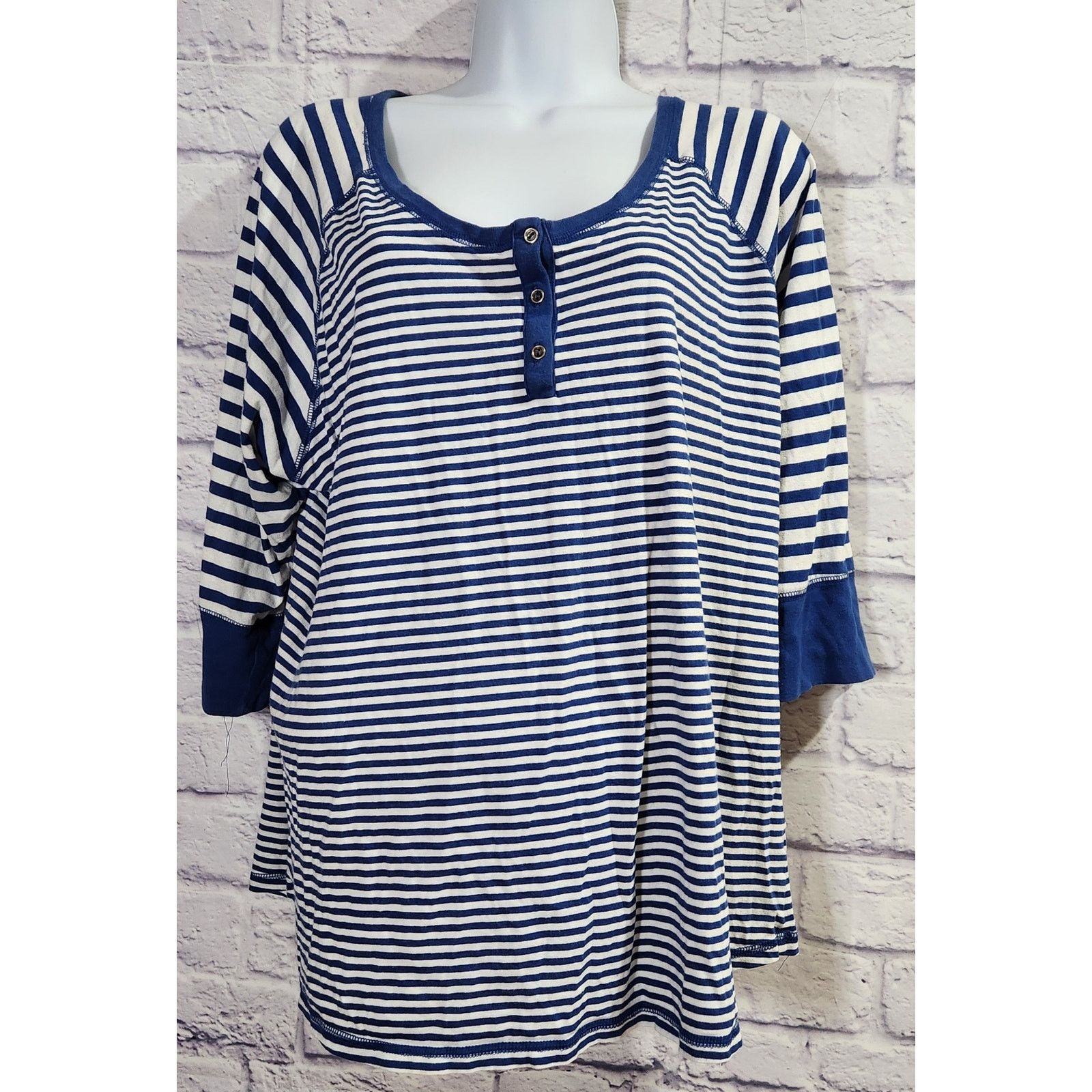 Other Cacique Intimates Blue White Striped Sleep Top 18 20 Size XXL / US 16-18 / IT 52-54 - 1 Thumbnail
