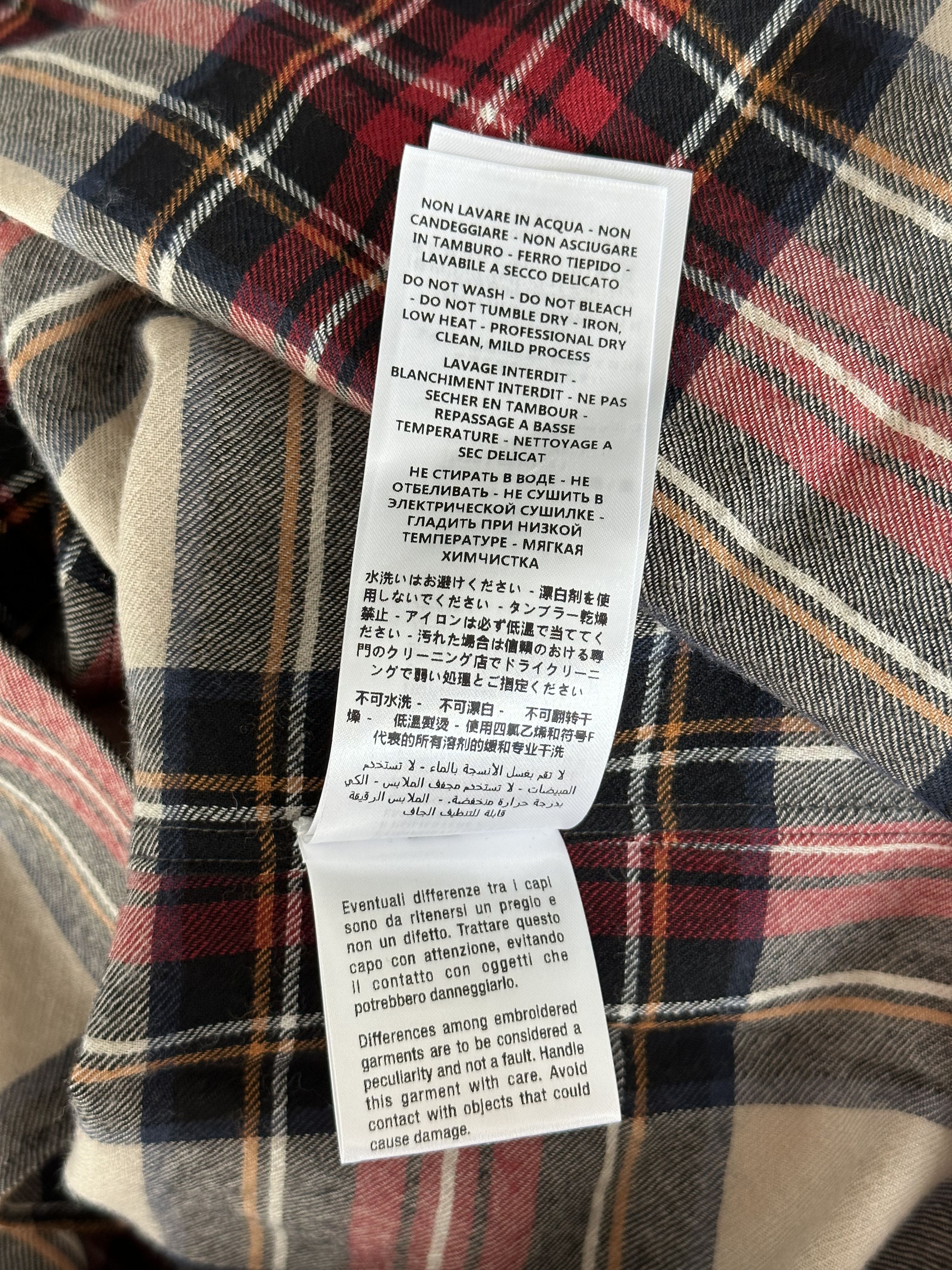 Gucci Gucci Beige & Red Plaid Dragon Embroidered Flannel Shirt Size US XL / EU 56 / 4 - 6 Thumbnail