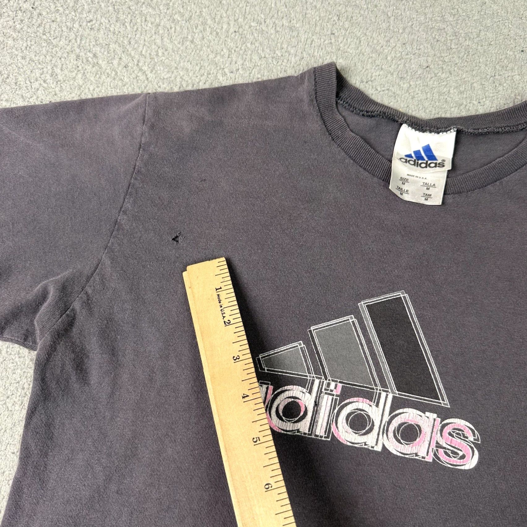 Adidas VINTAGE Adidas T Shirt Adult M Gray Faded Logo Spellout USA Distressed 90s Shirt Mens T-Shirt Size US M / EU 48-50 / 2 - 6 Thumbnail