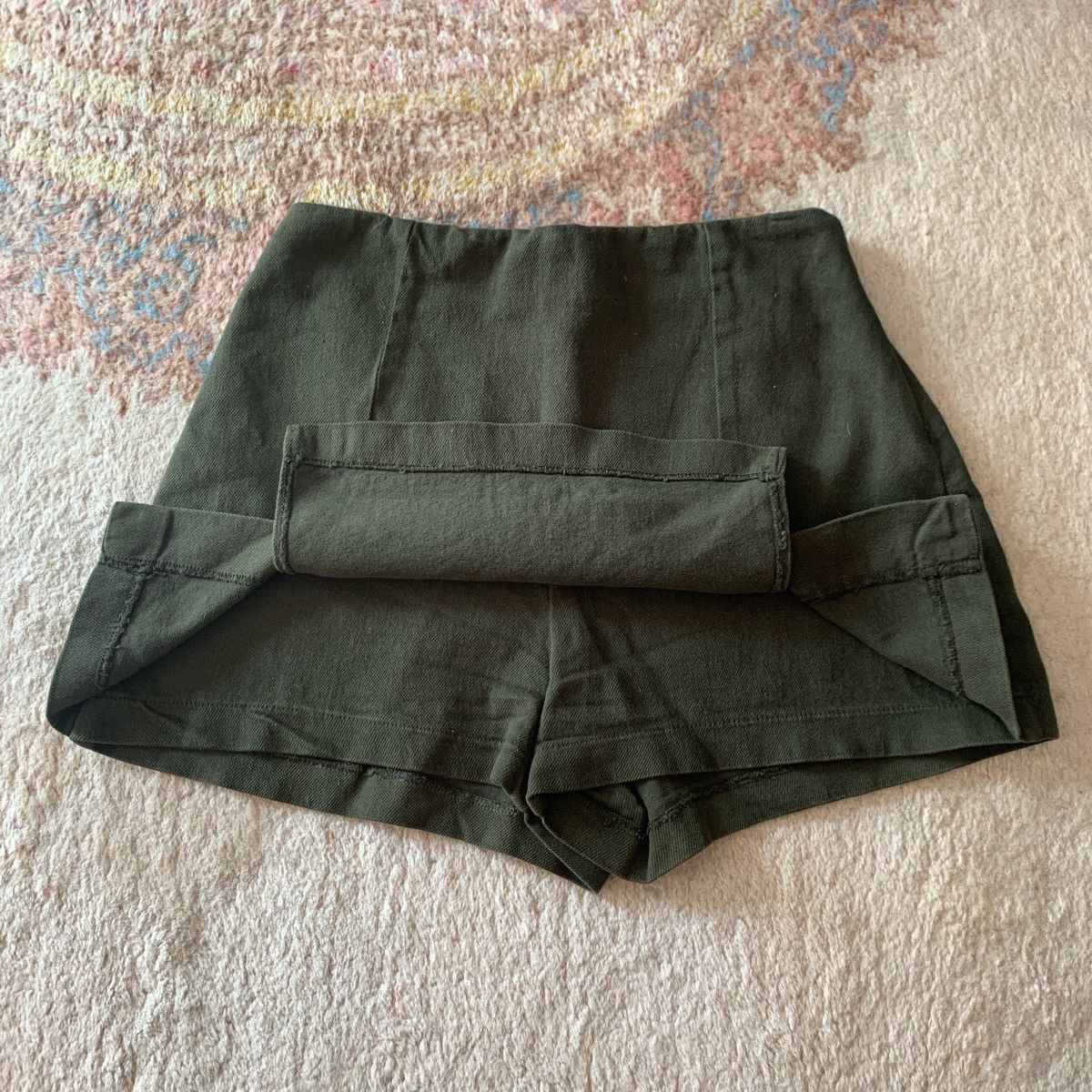 Zara NEW Zara Dark Green Denim Mini ‘Skort’ Y2K Style Size 27" / US 4 / IT 40 - 11 Thumbnail