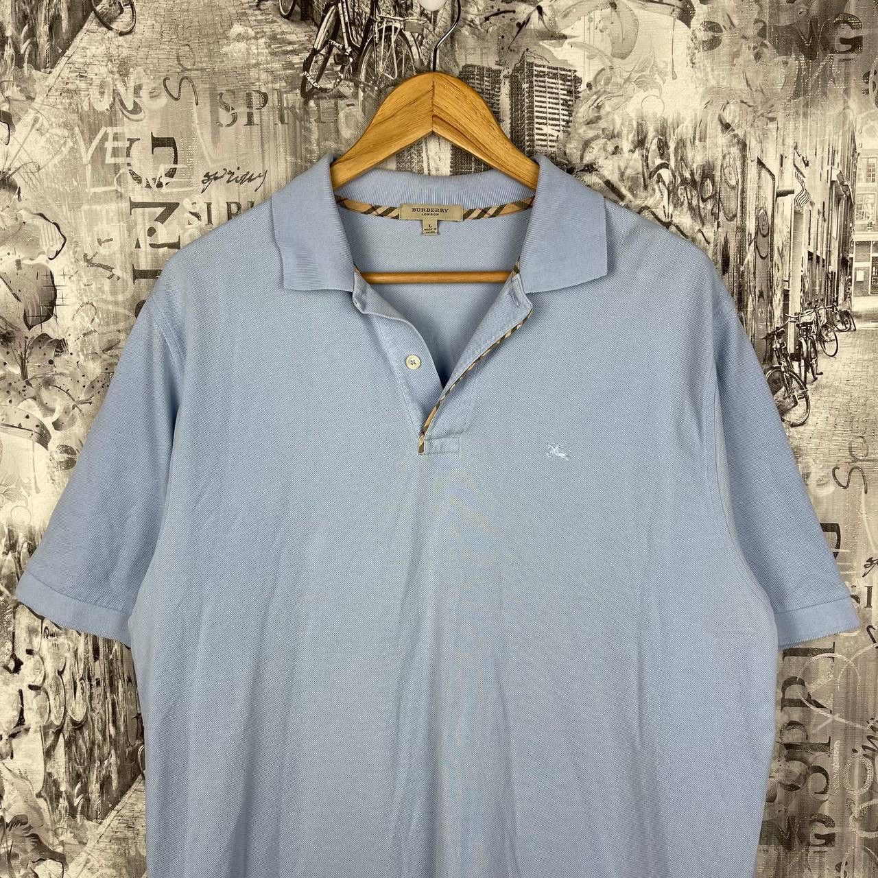 Burberry Burberry London Light Blue Polo Shirt Nova Check Collar L Size US L / EU 52-54 / 3 - 2 Thumbnail