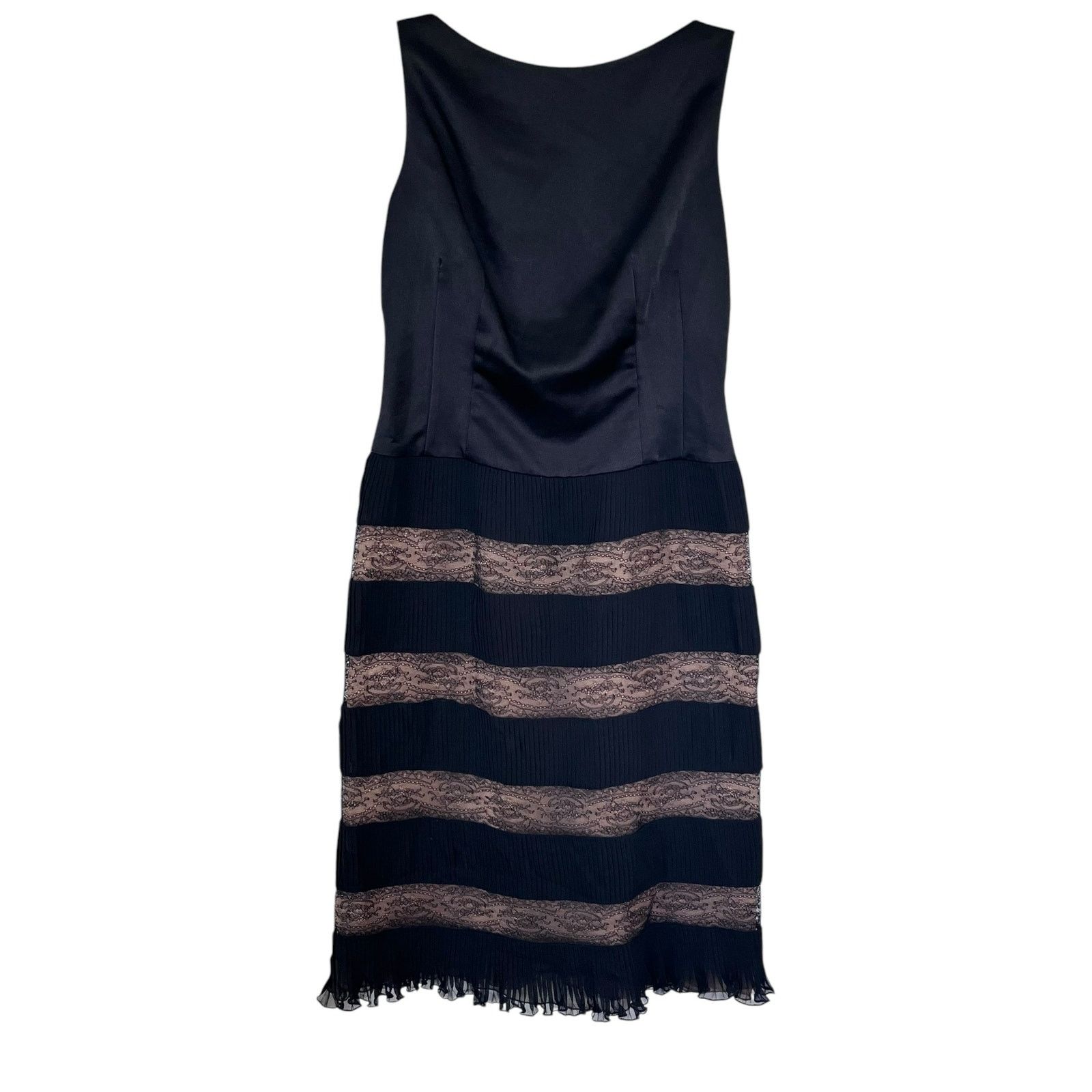 RED Valentino RED Valentino Black Satin Pleated Lace Panel Cocktail Dress Size M / US 6-8 / IT 42-44 - 1 Thumbnail