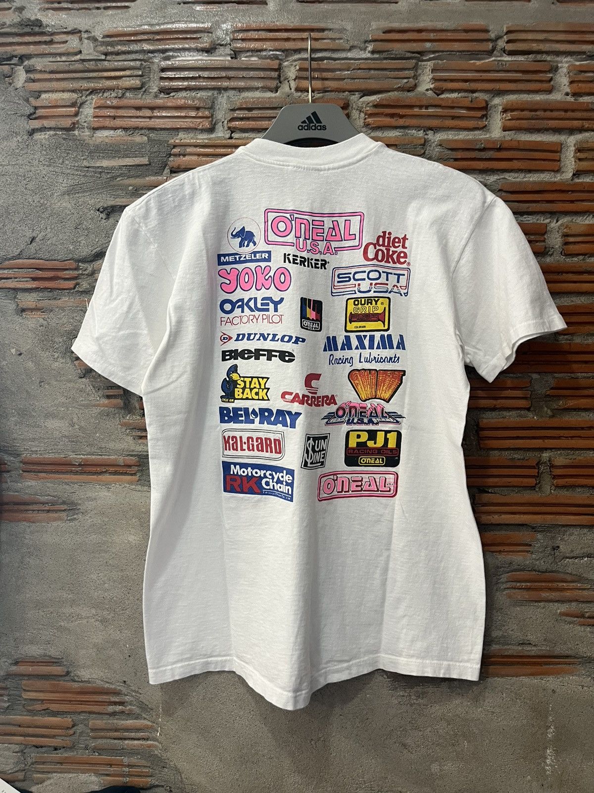 Vintage Vintage 80s O'NEAL USA Motocross Racing T-Shirt sponsors Size US L / EU 52-54 / 3 - 3 Thumbnail