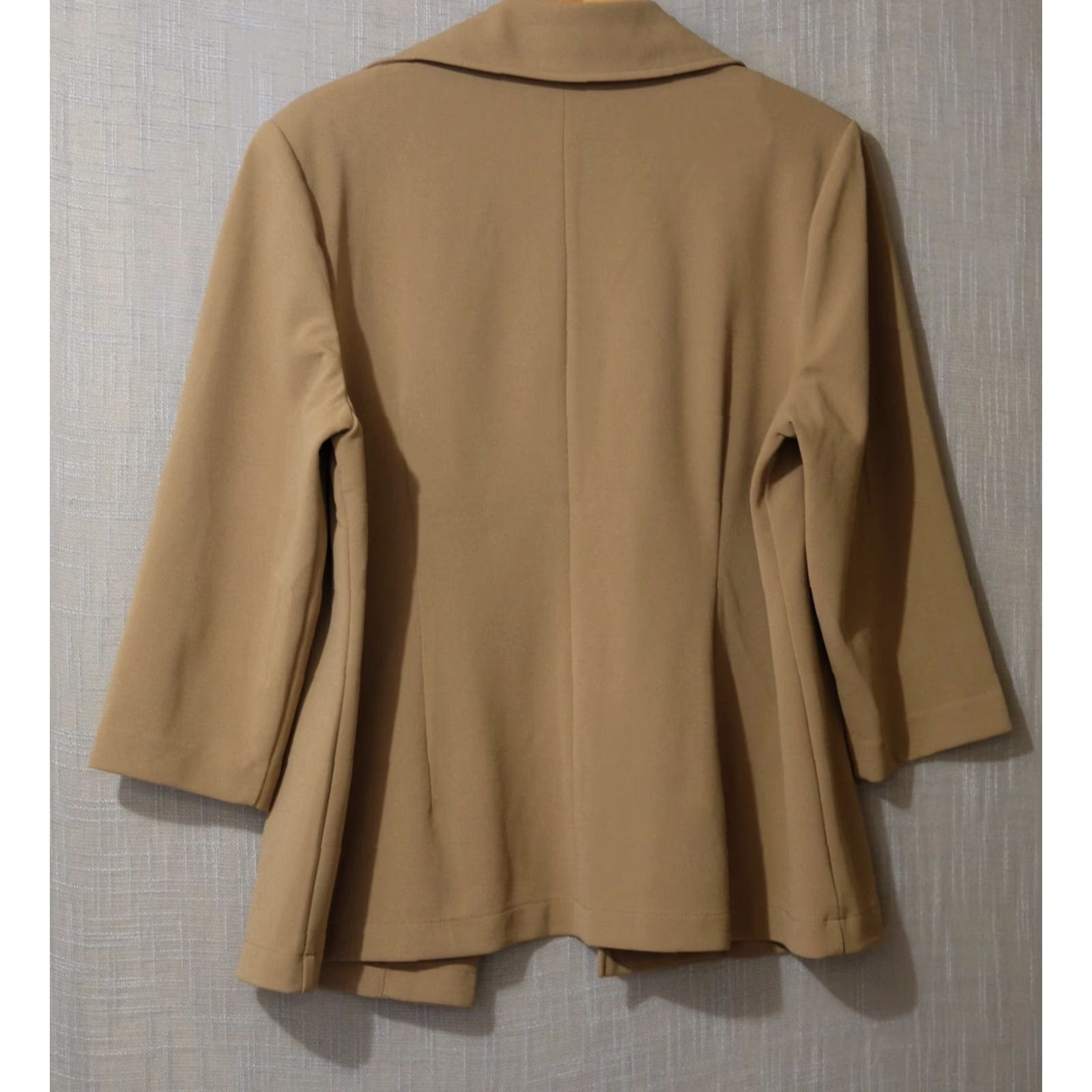 Vintage NYCC Open Front 3/4 Sleeve Cardigan Blazer Jacket Tan Womens 1X #H81-9 Size XL / US 12-14 / IT 48-50 - 5 Thumbnail