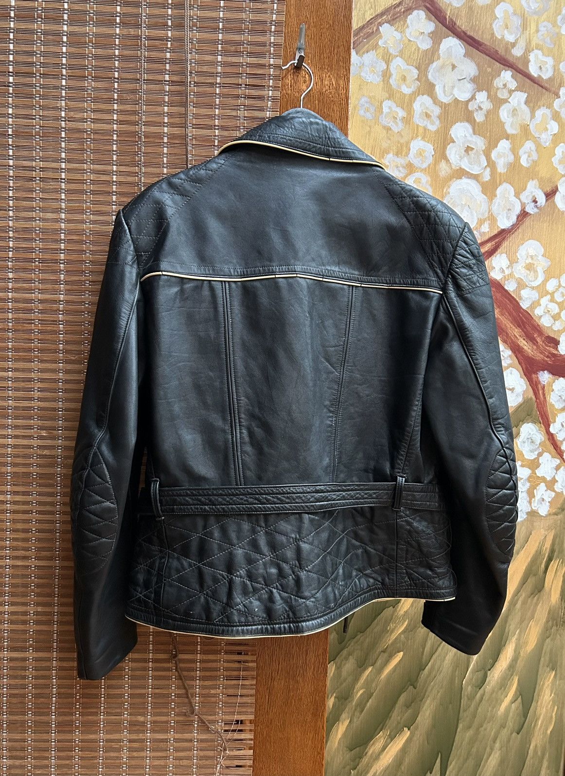 Vintage 60s German Leather Black Motorcycle Rider Jacket WWII Style Size US L / EU 52-54 / 3 - 2 Thumbnail