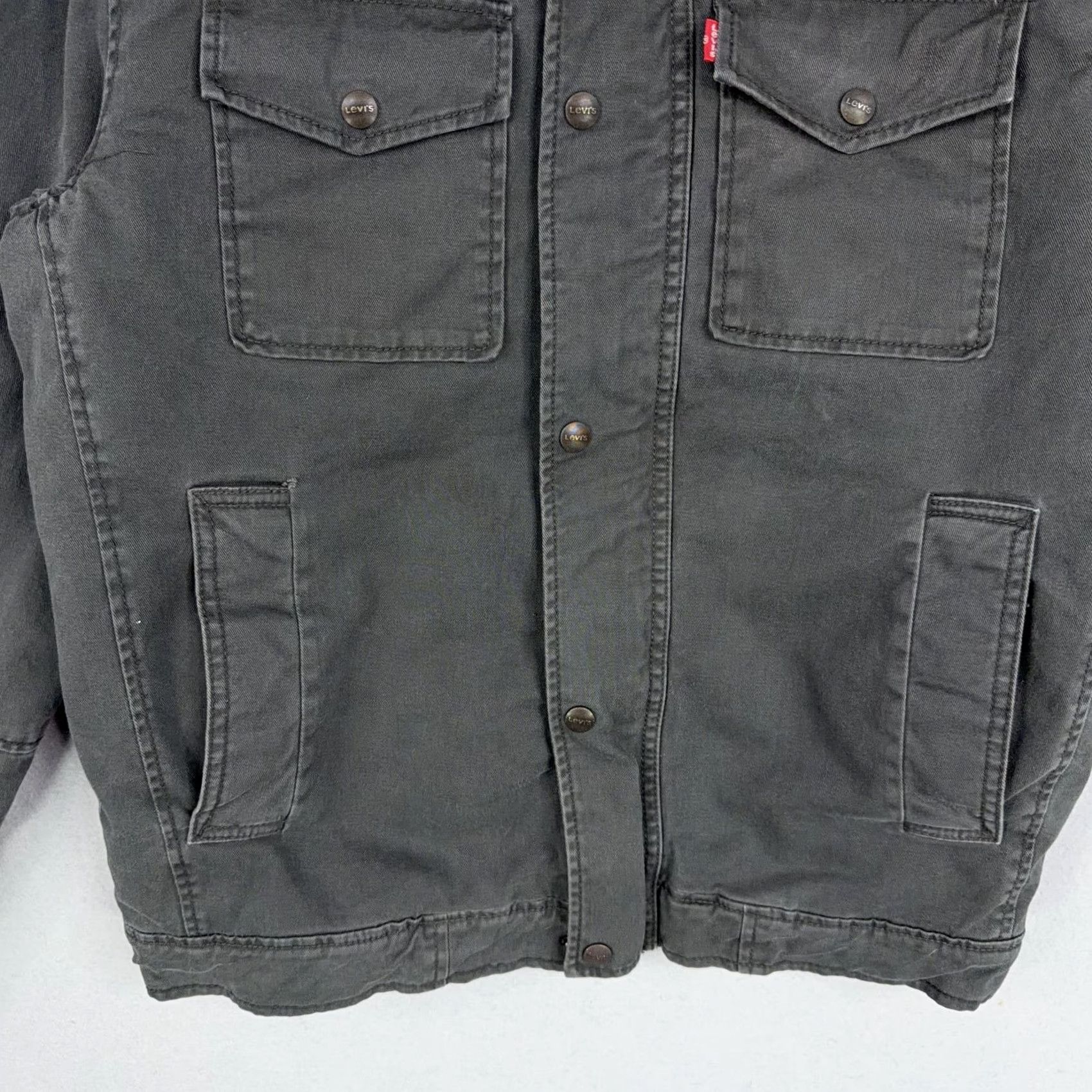 Levi's VINTAGE Levi's Jacket Mens Small Gray Sherpa Lined Zip Military Field Barn Chore Coat Size US S / EU 44-46 / 1 - 3 Thumbnail