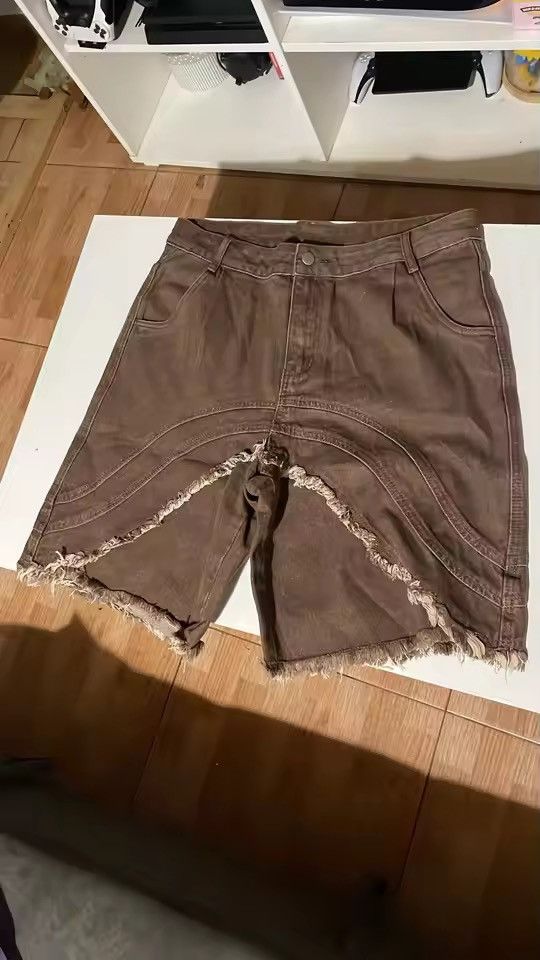 Japanese Brand brown denim shorts Size US 35 - 6 Thumbnail