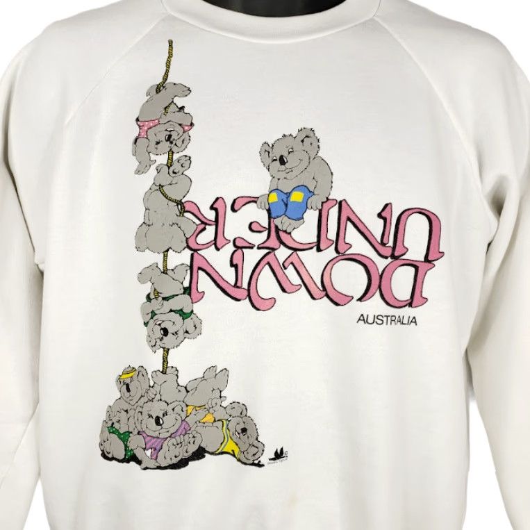 Vintage VINTAGE Australia Koala Bear Sweatshirt Mens Size Medium 80s Down Under Sweatshirt Crew Neck Cotton Blend White Size US M / EU 48-50 / 2 - 2 Thumbnail