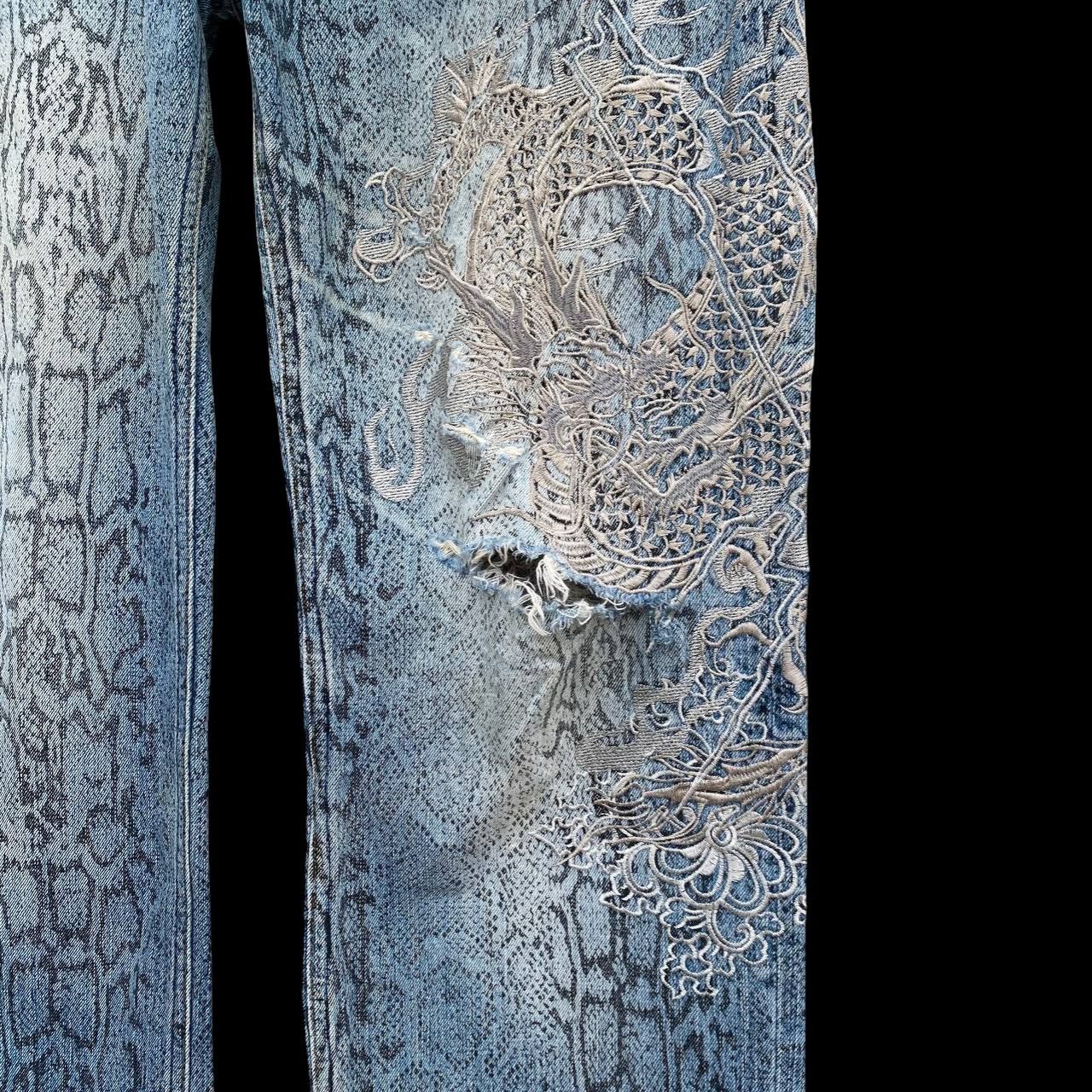 Karakuri Tamashii Distressed Karakuri Tamashii Snakeskin Dragon Embroidered Size US 33 - 7 Thumbnail