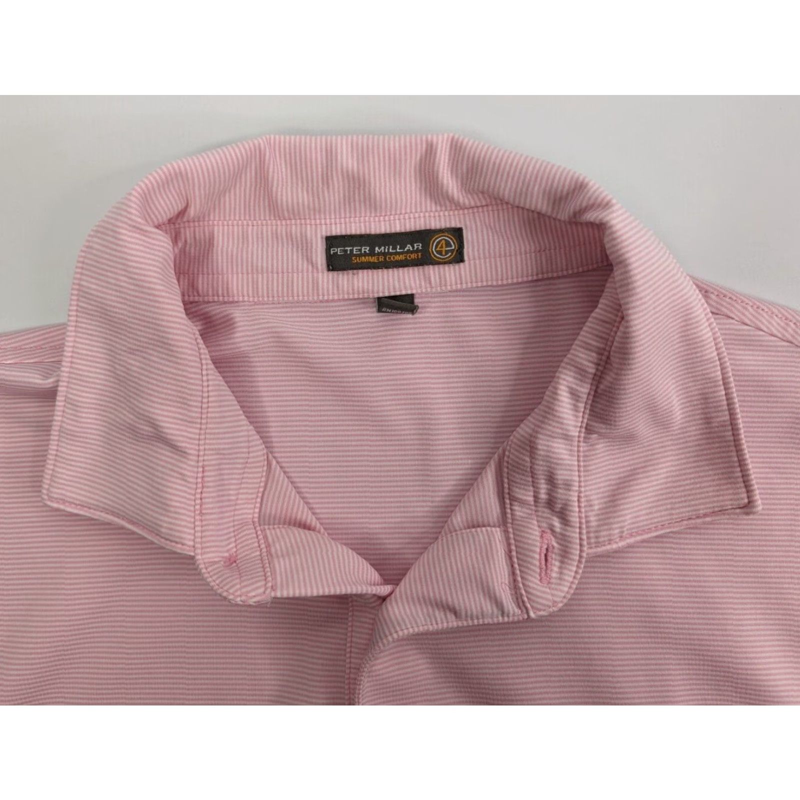 Peter Millar VINTAGE Peter Millar Summer Comfort E4 Polo Mountain Gate Golf Shirt Mens L Pink Striped Size US L / EU 52-54 / 3 - 6 Thumbnail