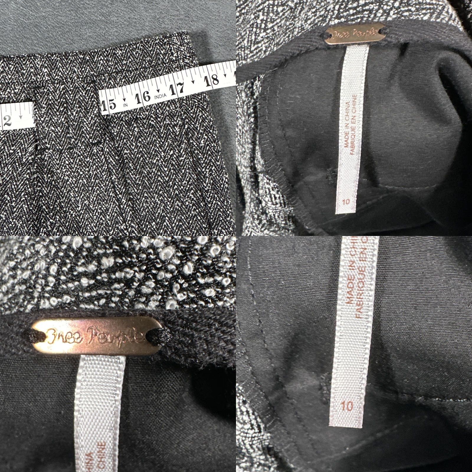 Free People Free People Pants Womens 10 Gray Herringbone Tweed Wide-Leg Dress Trousers with Pockets Size 32" / US 10 / IT 46 - 8 Thumbnail