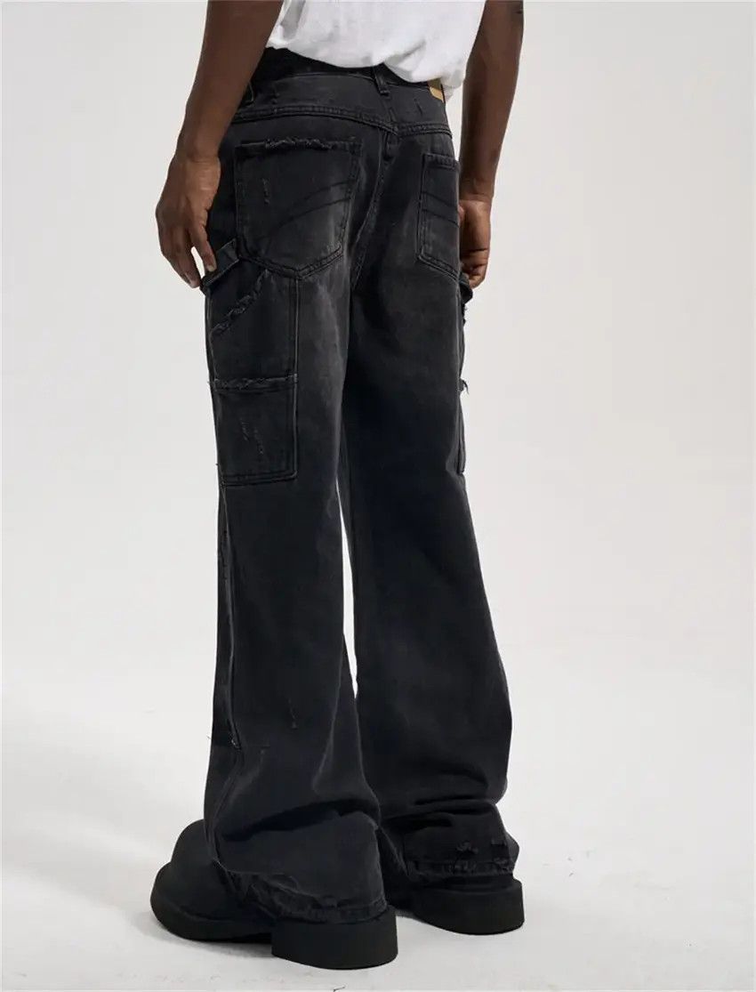 Designer × Japanese Brand Washed black distressed studded baggy jeans Size US 34 / EU 50 - 4 Thumbnail