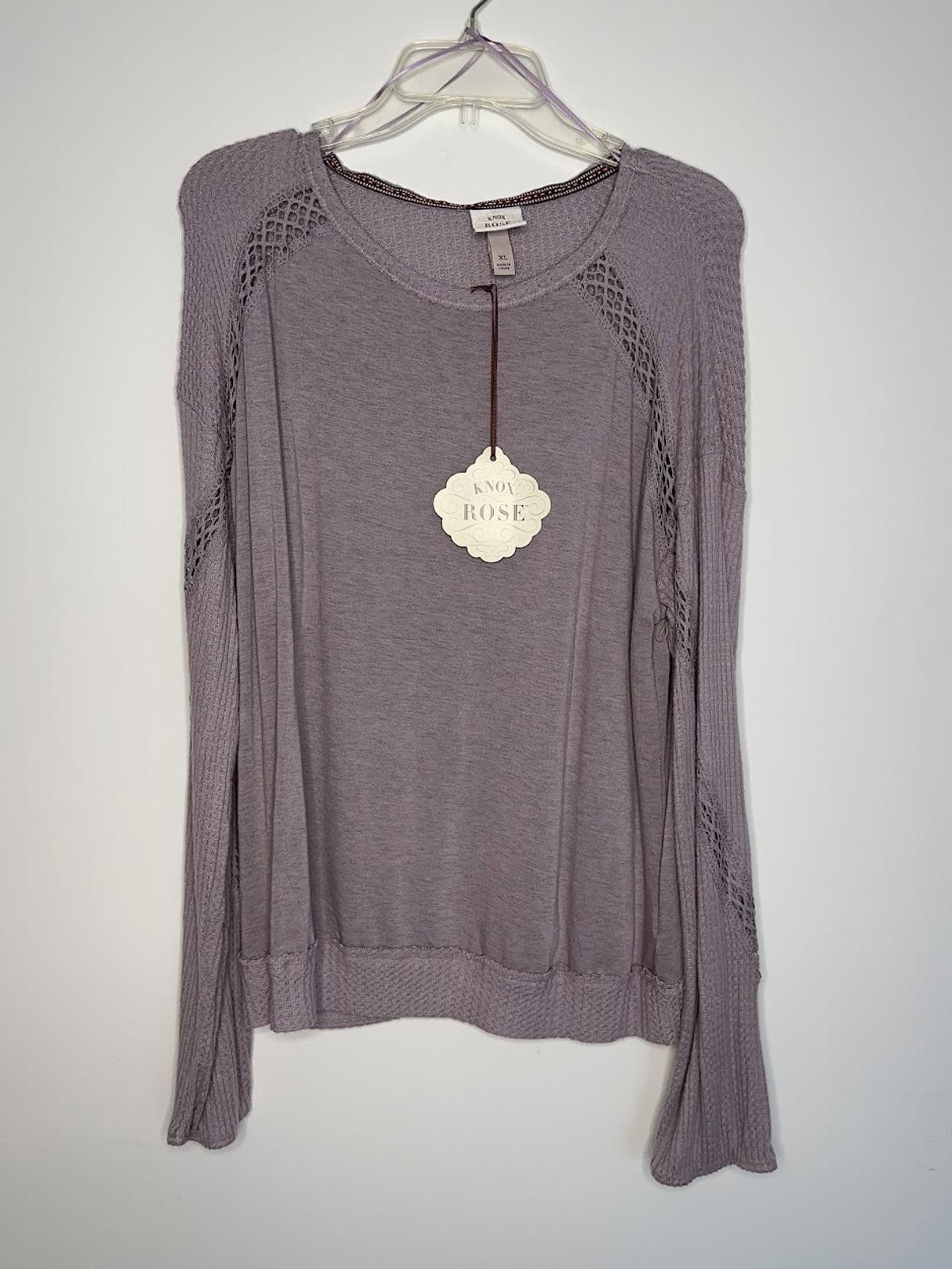 Other NWT Knox Rose Purple Waffle Henley Pullover - Sz. XL Size XL / US 12-14 / IT 48-50 - 1 Thumbnail